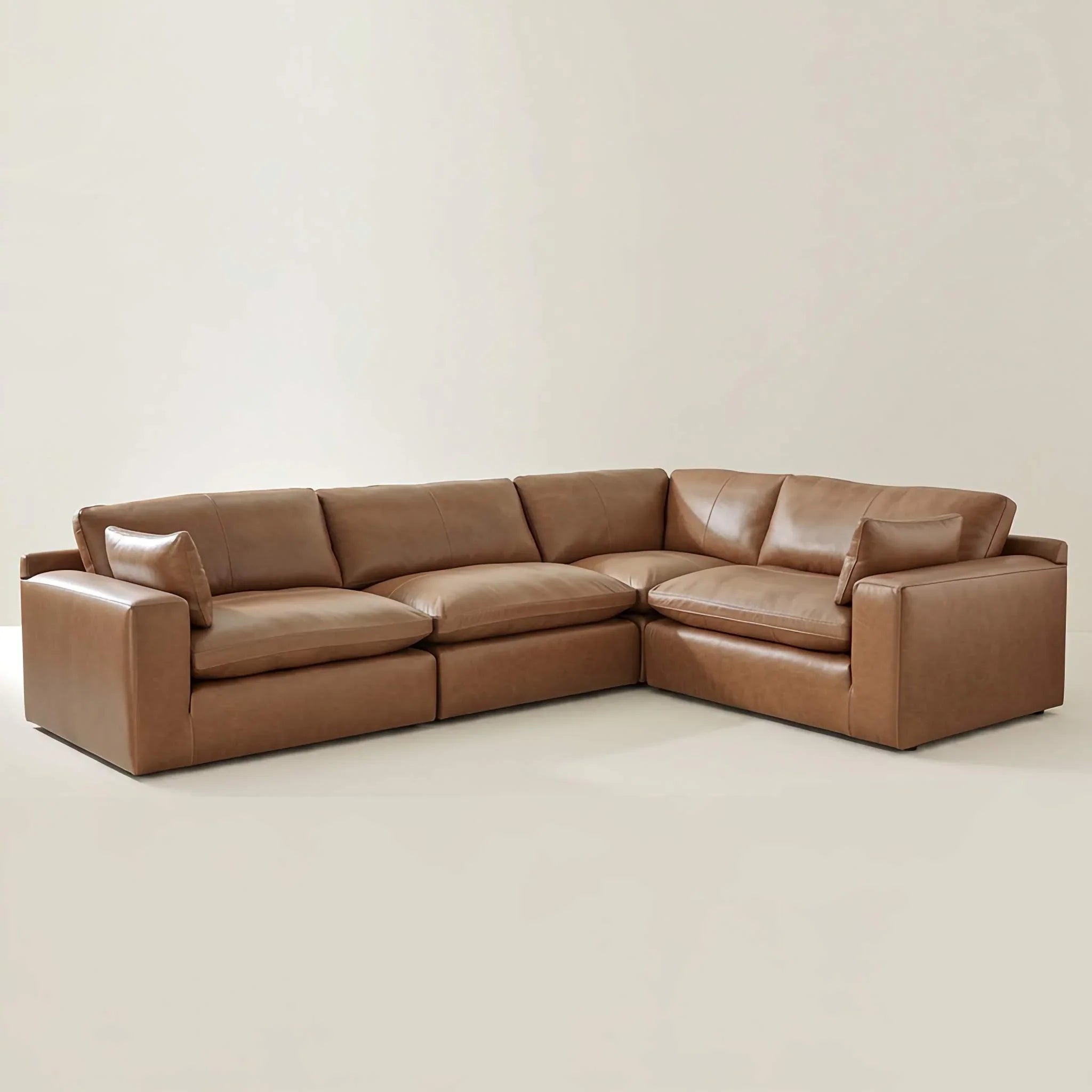Emilia Caramel Leather 4-Piece Modular Sectional