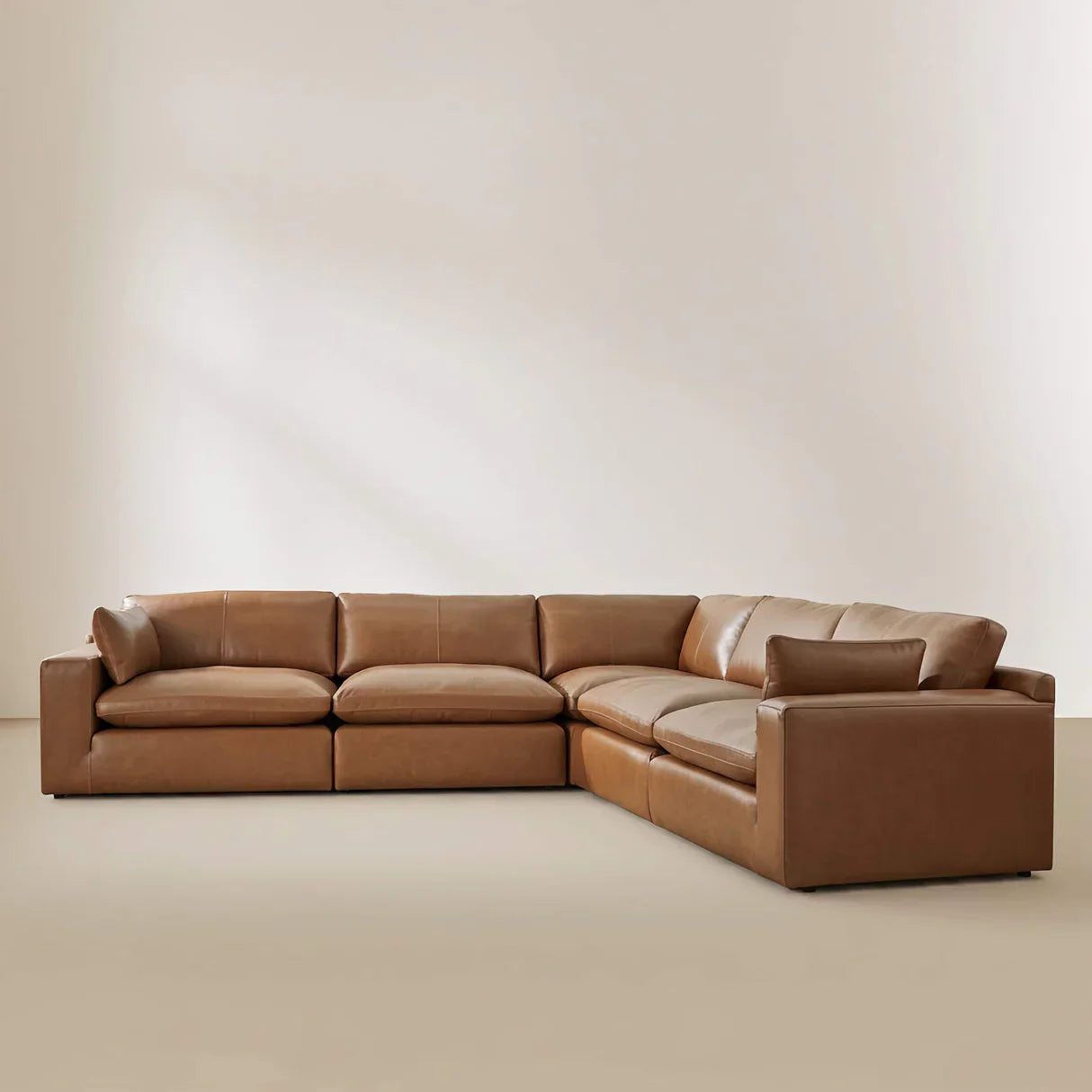 Emilia Caramel Leather 5-Piece Modular Sectional