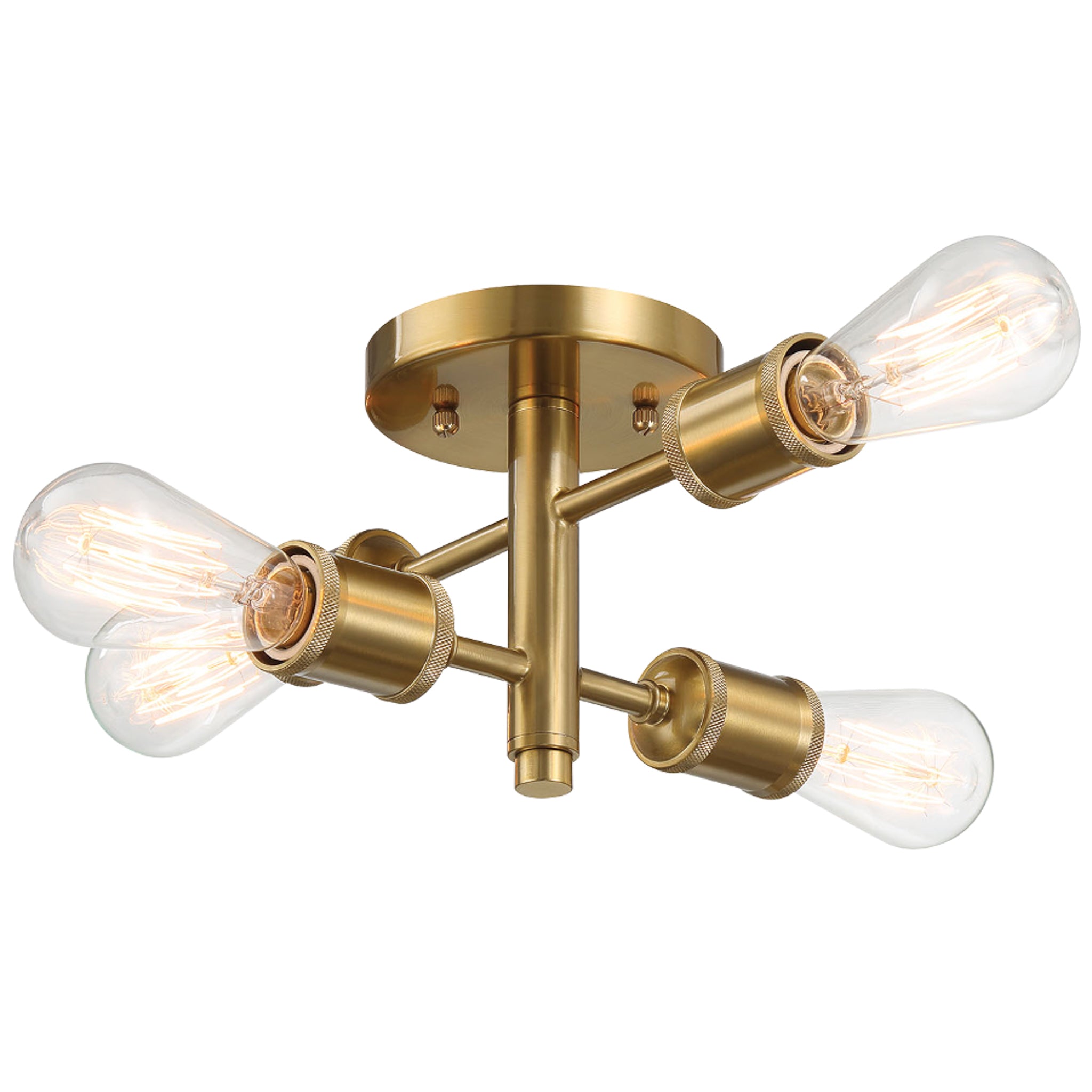 Flair Four Lights Semi Flush Mount Retro Hallway Kitchen Bedroom Living Room Ceiling Pendant 11"W × 6.5"H