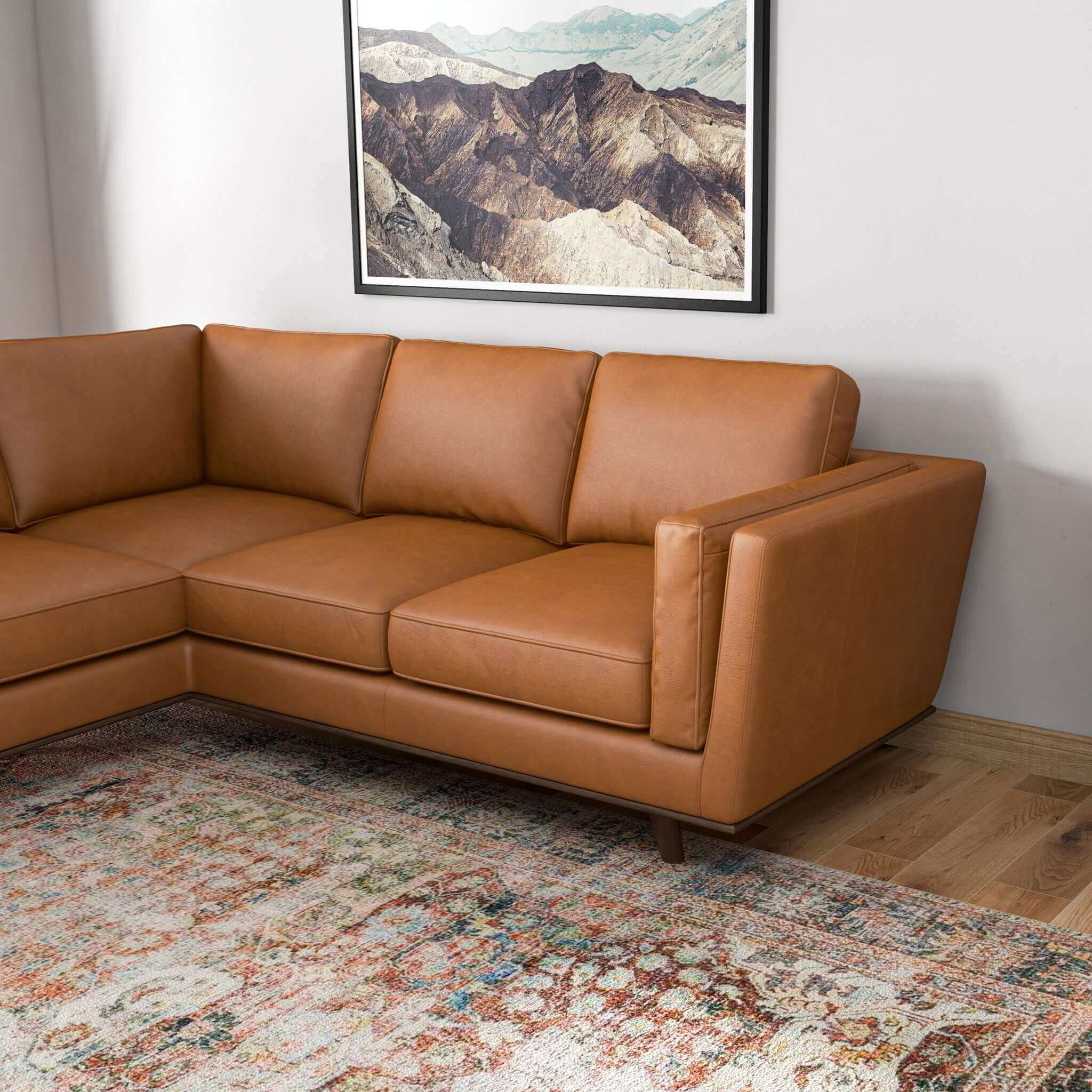 Everen Tan Leather Corner Sofa