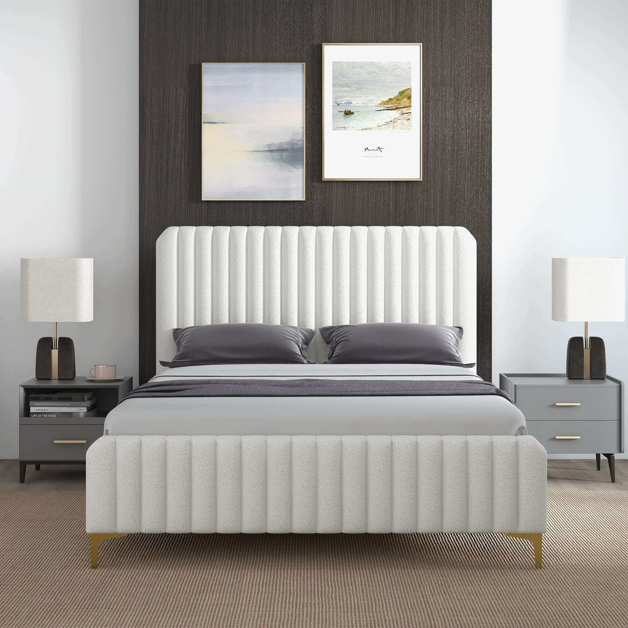 Flatbush Boucle Platform Bed (Queen)