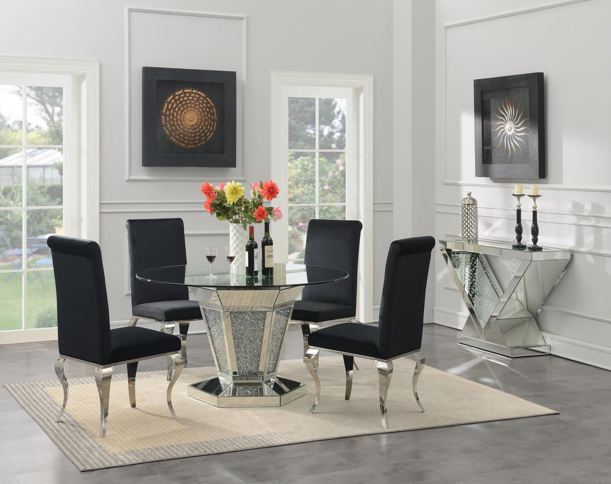 Glamour Dining Table with Leather or Velvet Chairs