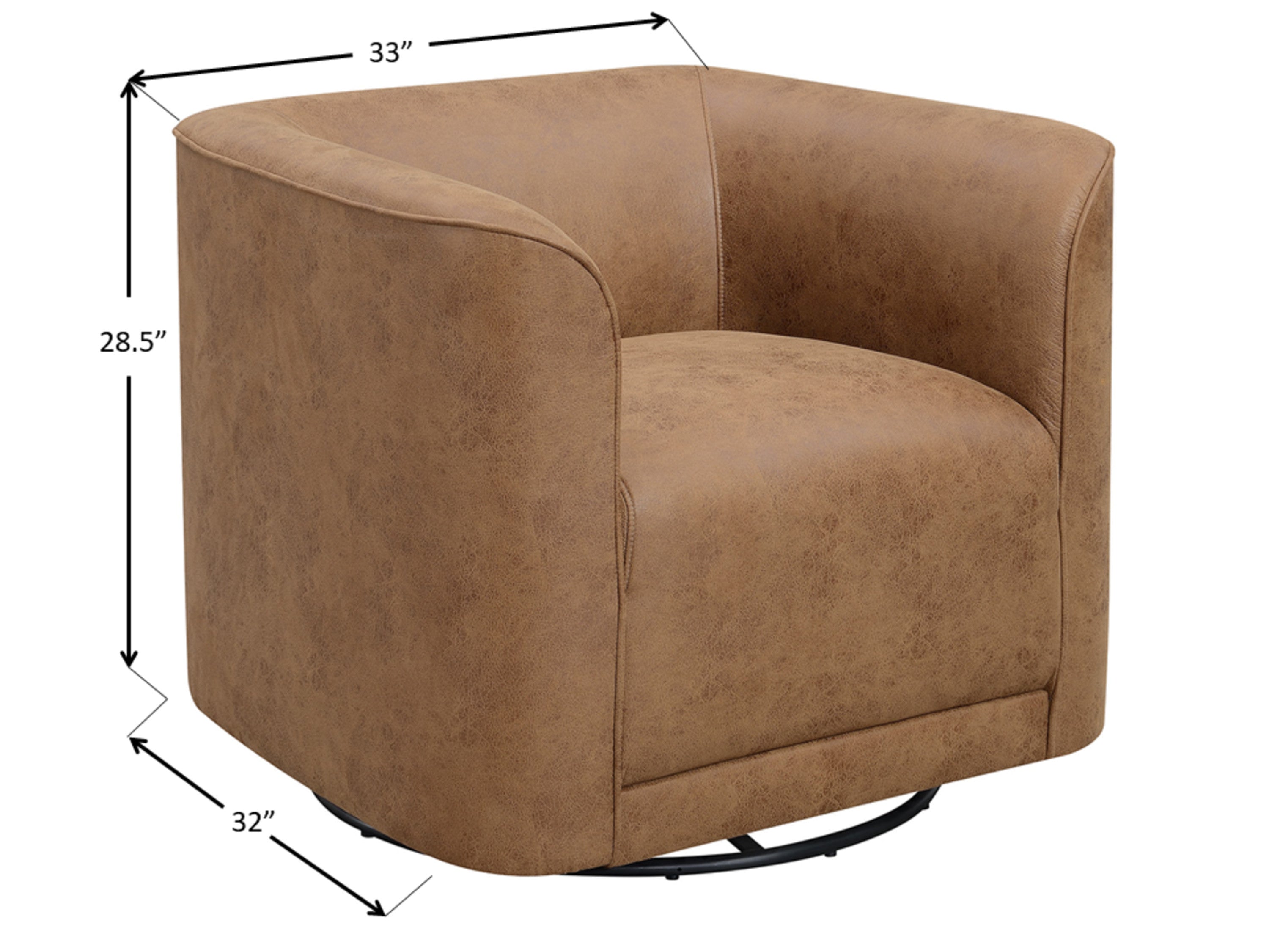 Gemma Brown Vegan Leather Swivel Accent Chair