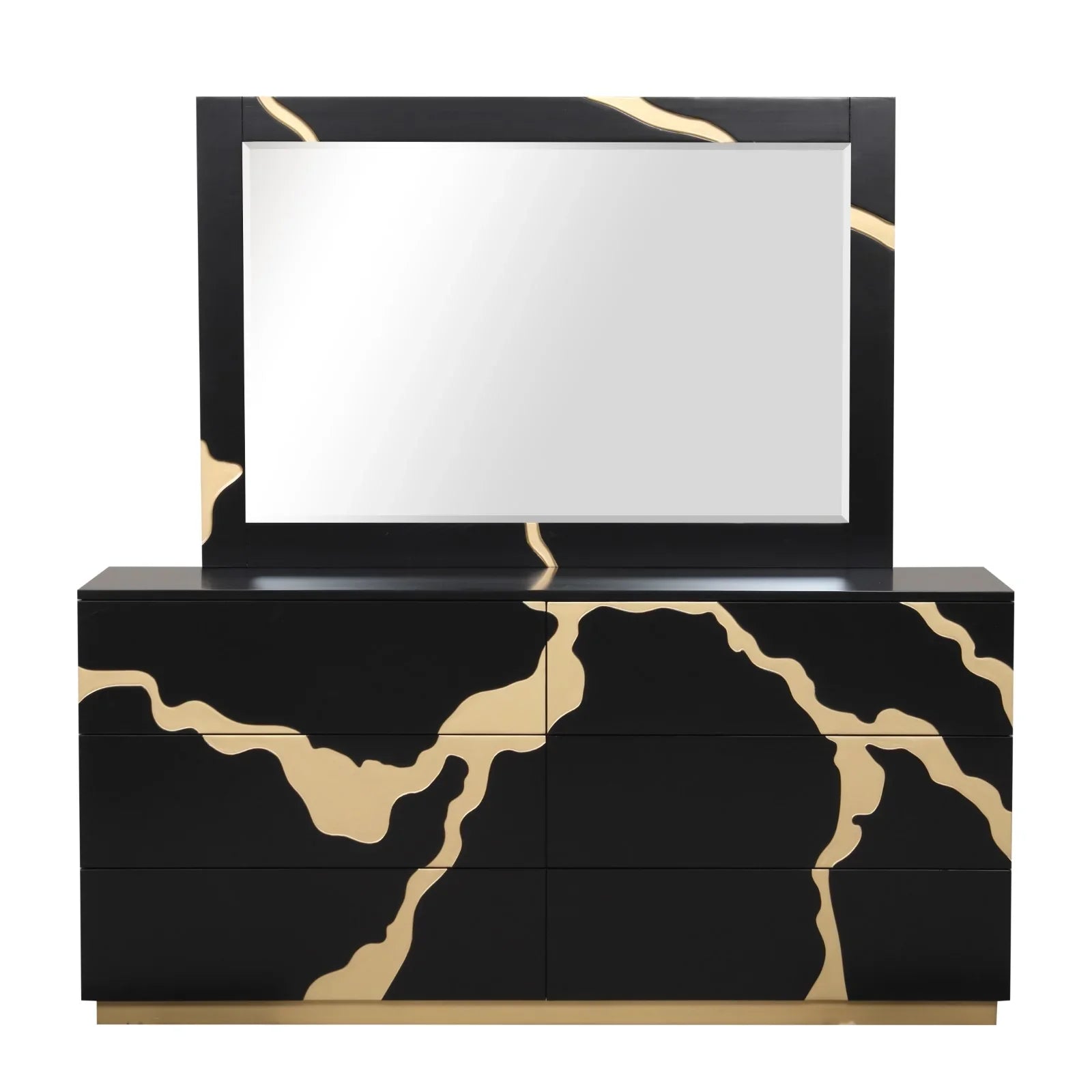 Goldsberg Contemporary Black and Gold Engineered Wood Dresser by Furniture of America