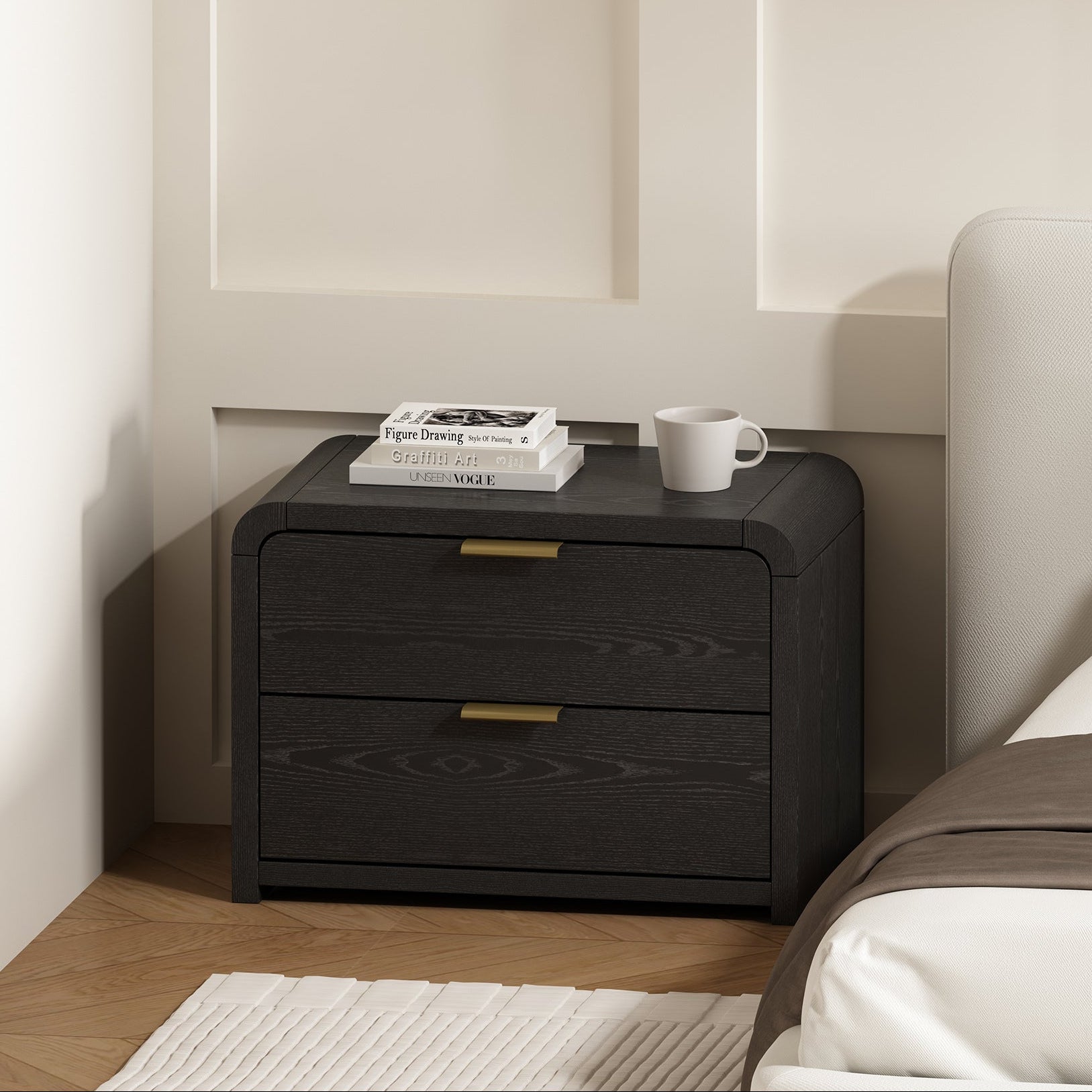 Grace Black and Gold Nightstand