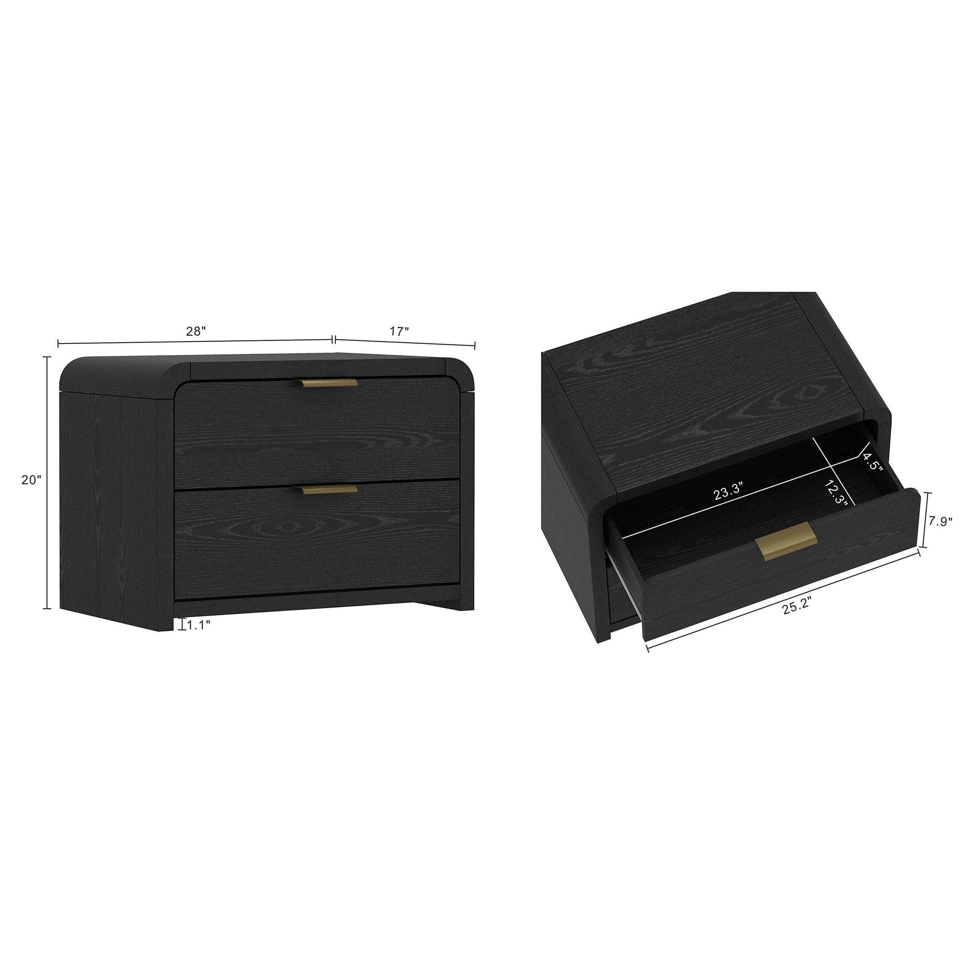Grace Black and Gold Nightstand
