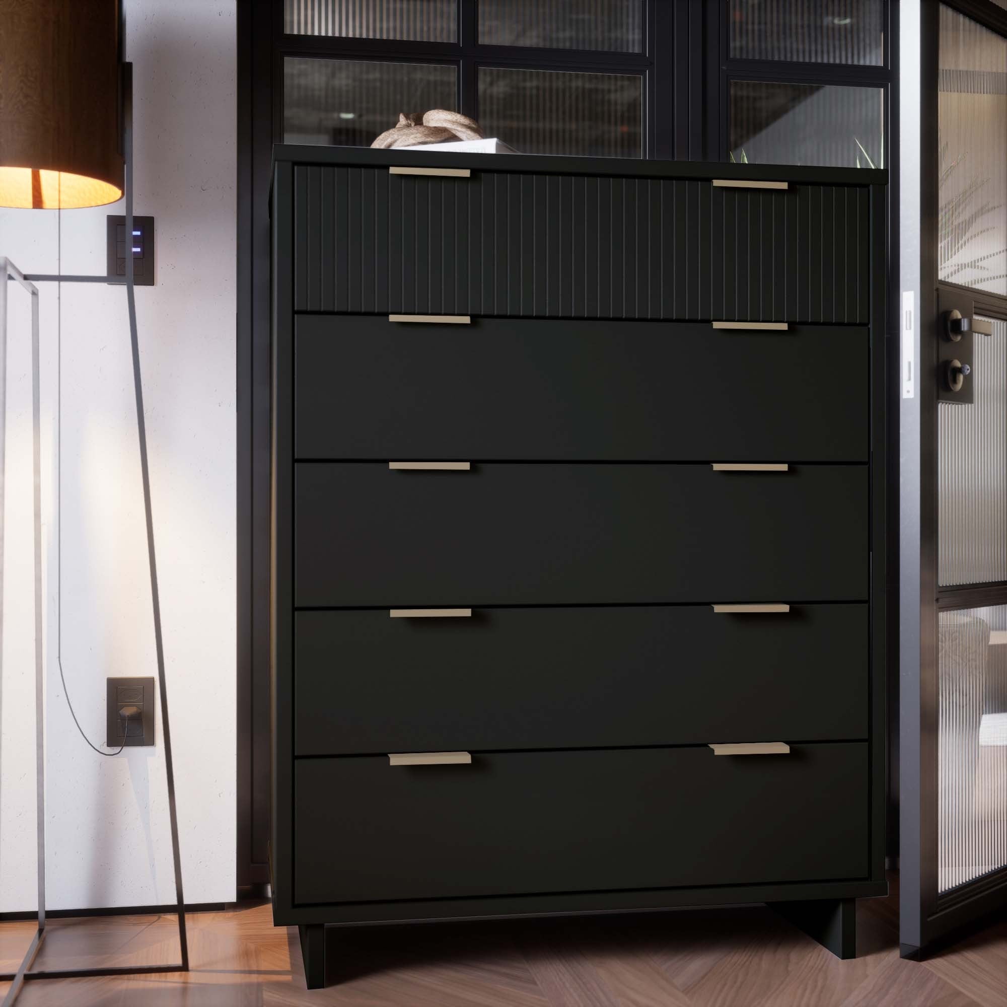 Granville 45" Modern Black Tall Dresser