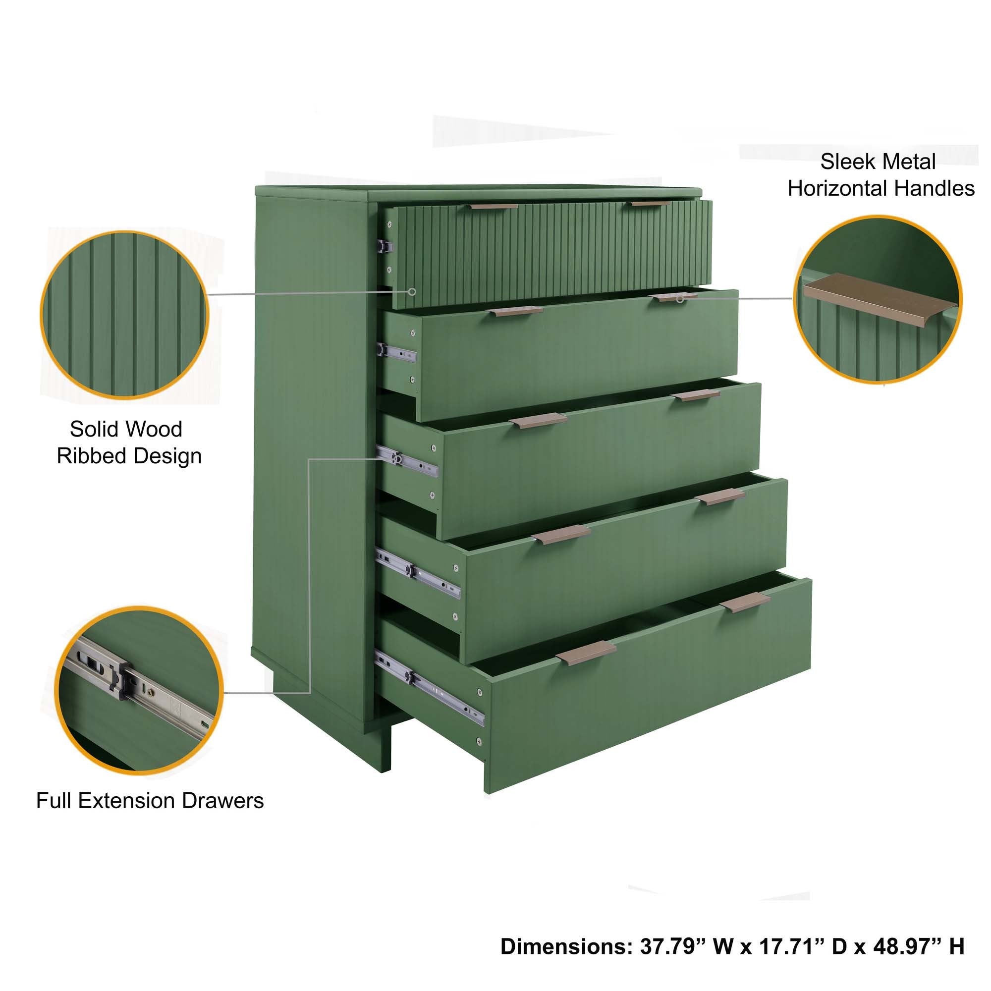 Granville 45" Modern Sage Green Tall Dresser
