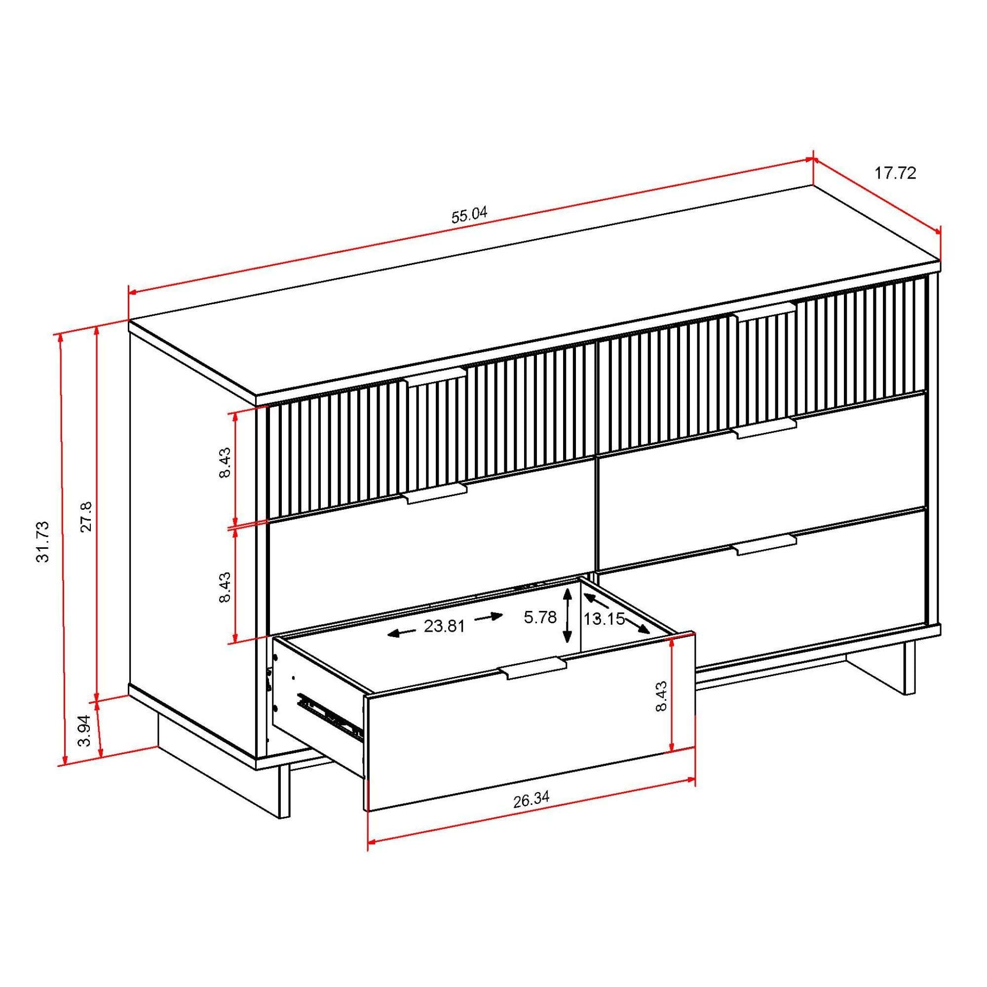 Granville 55" Modern Light Gray Double Wide Dresser