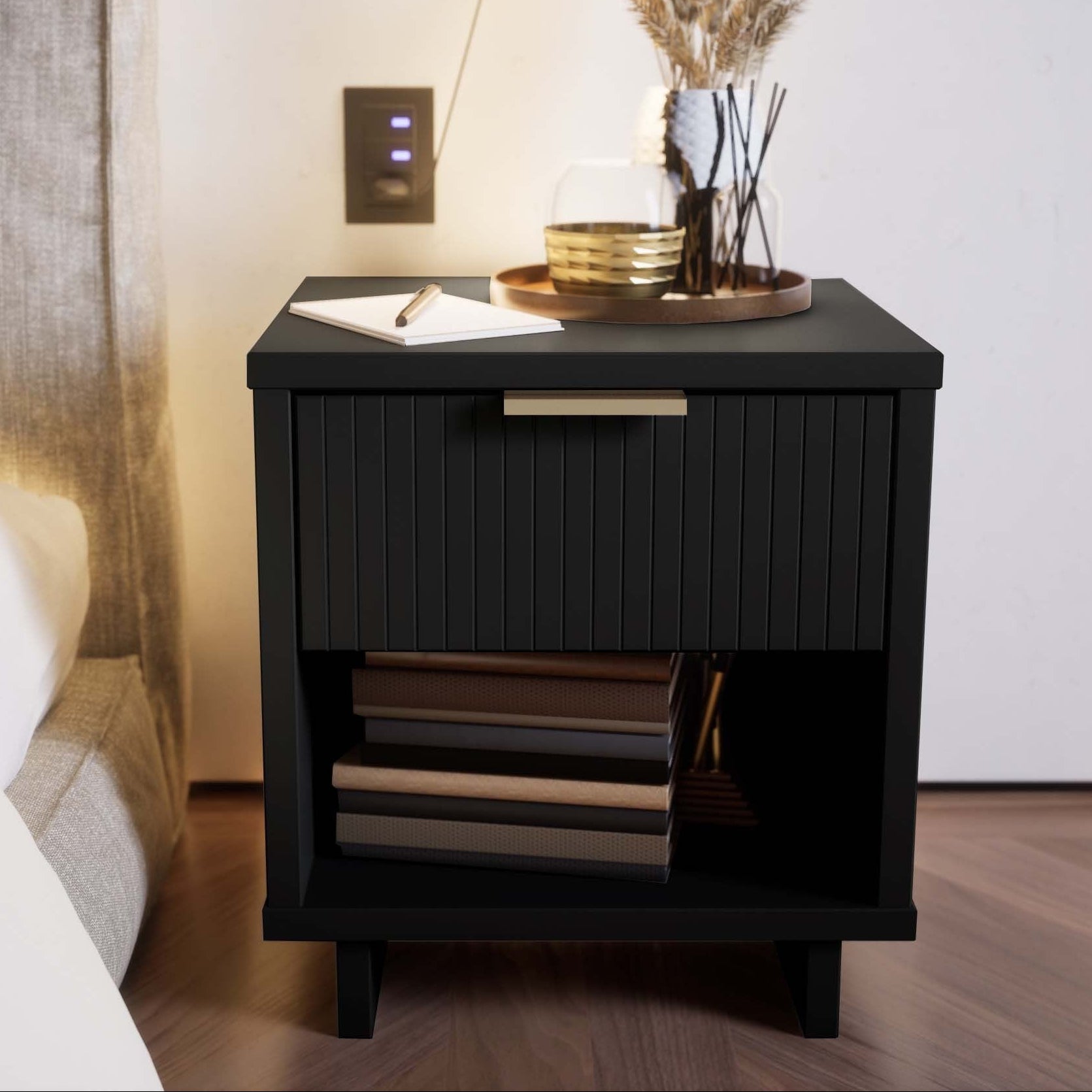 Granville 1.0 Modern Black Nightstand