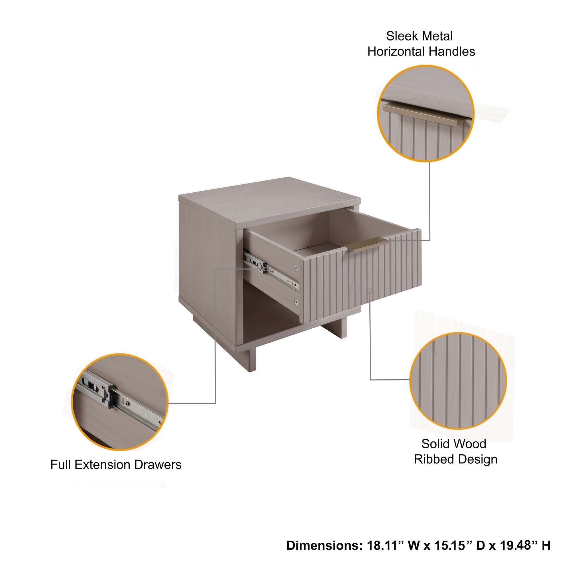 Granville 1.0 Modern Light Grey Nightstand