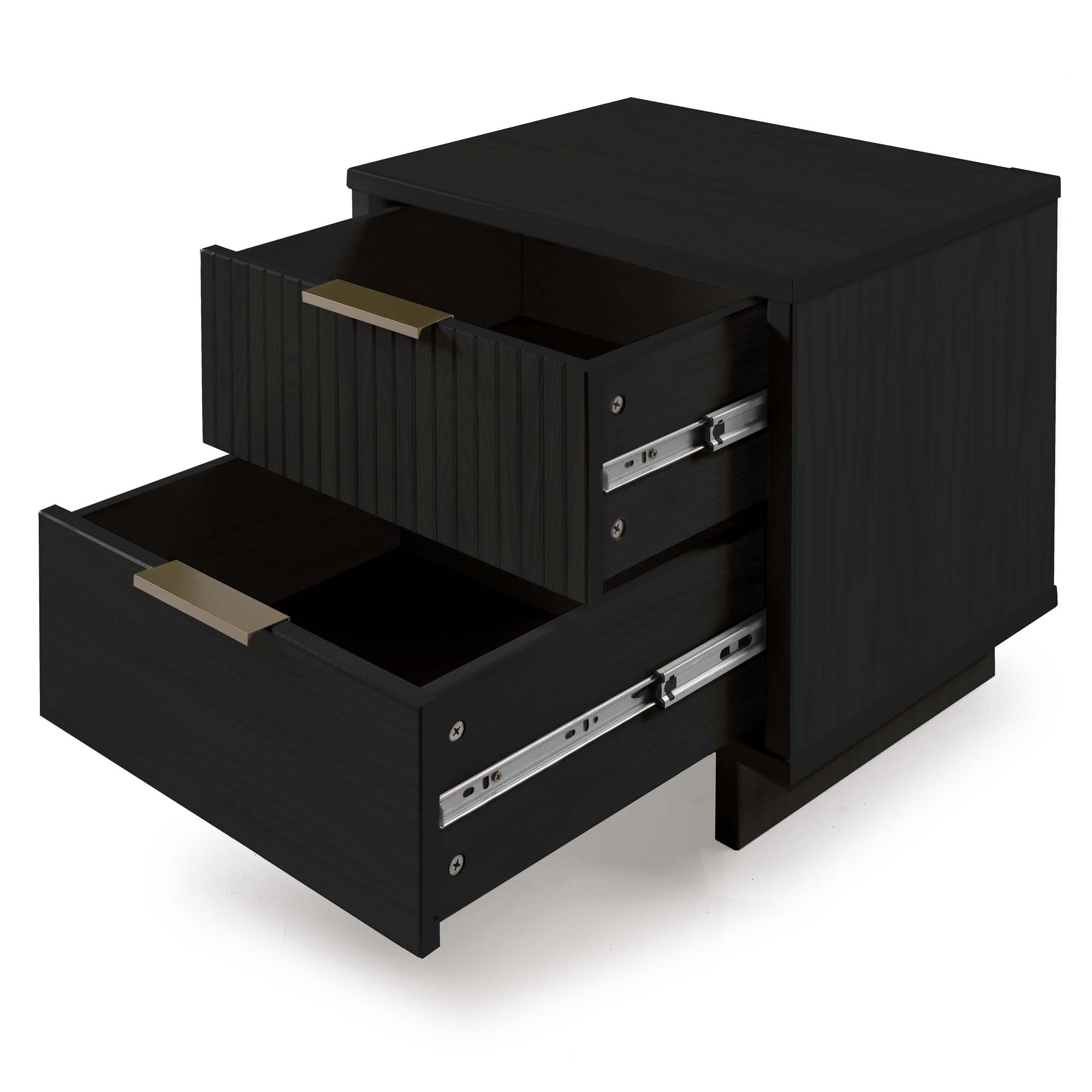 Granville Nightstand 2 Drawers - Black