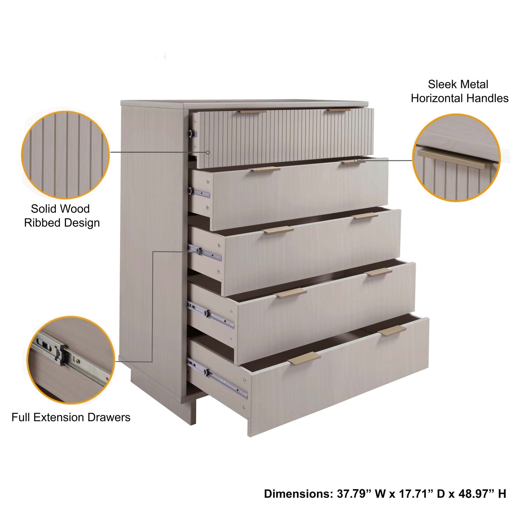 Granville Tall Dresser in Light Grey
