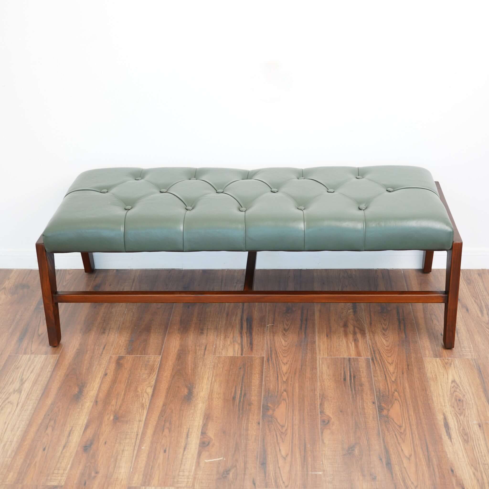 Chantel Green Leather Bench