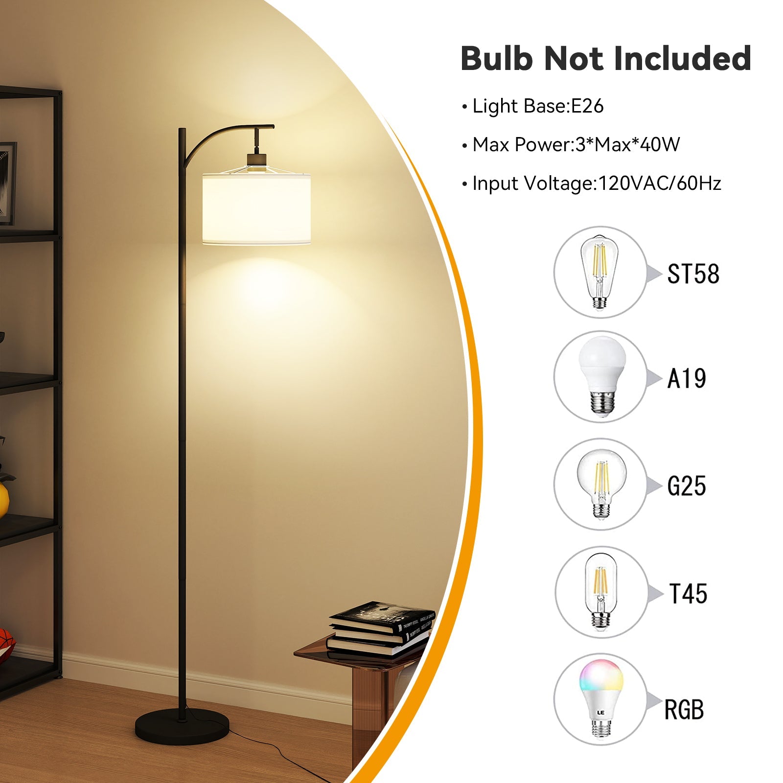 Havalance 63' Metal Arched Floor Lamp With Pedal Switch