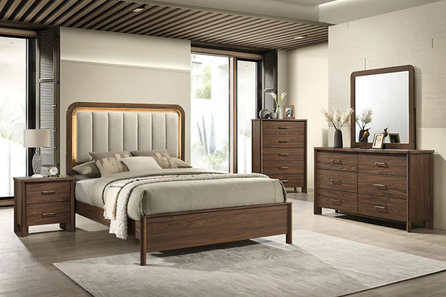 Hayward Mid-Century Modern Walnut Solid Wood Dresser by Furniture of America
