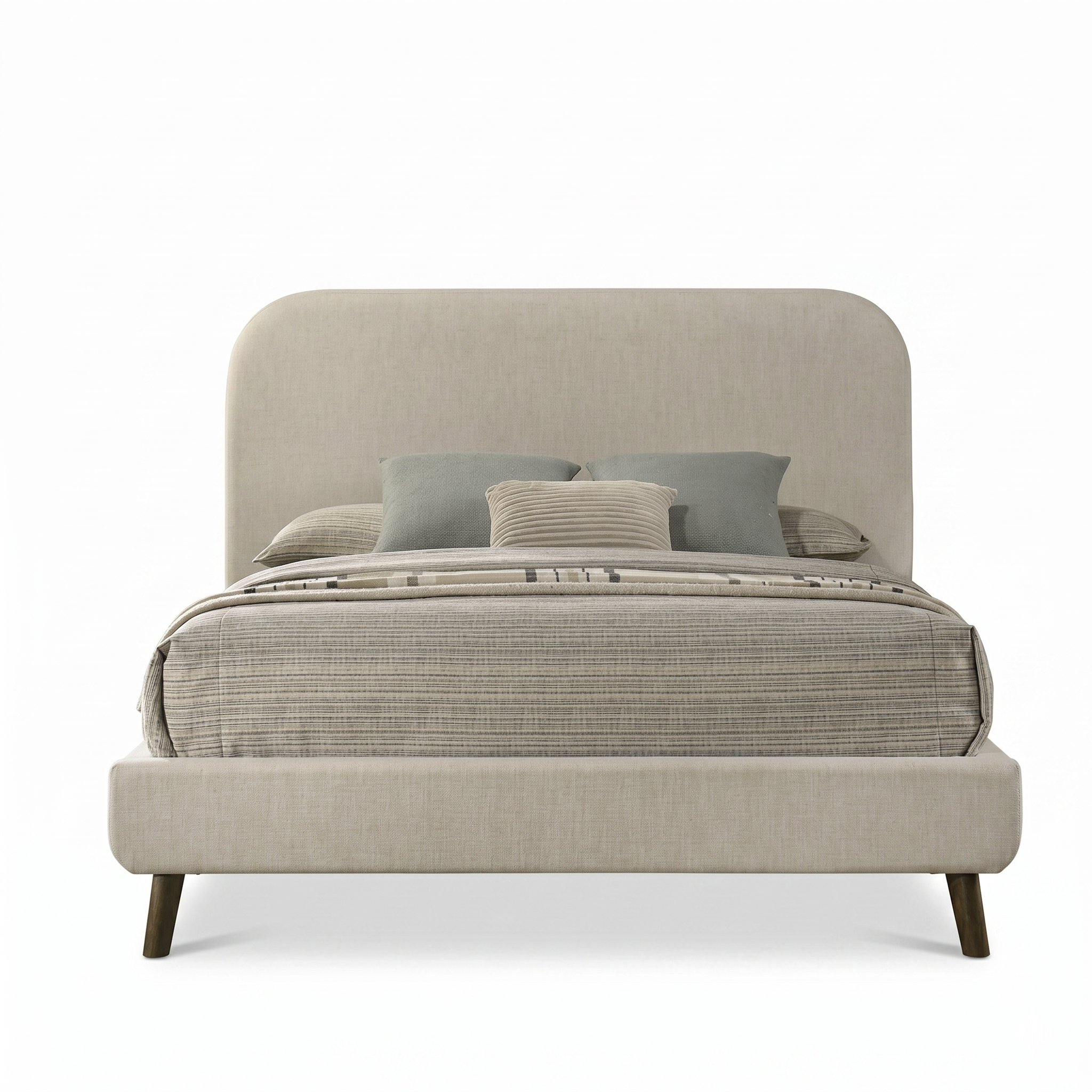 Heswall Rustic Oak Fabric Upholstered Queen Bed