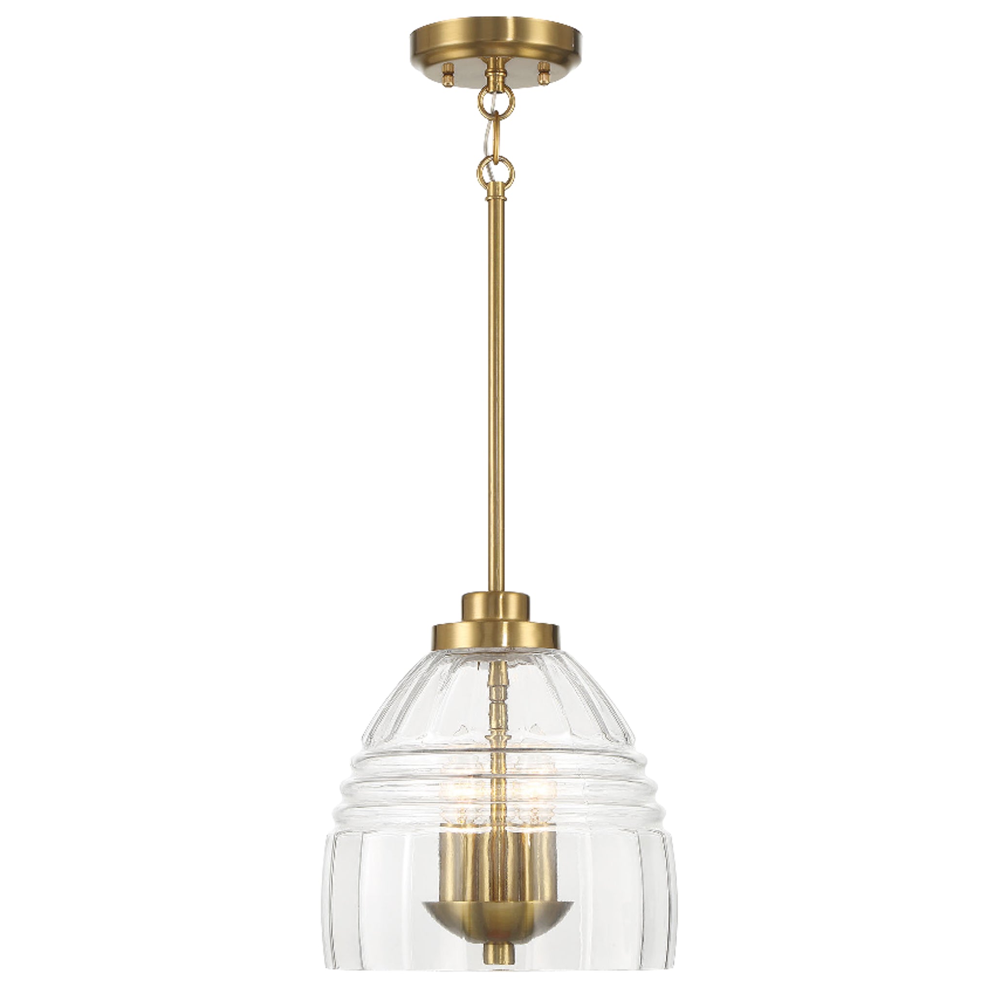 Hilda Three Candle Lights Chain Pendant  With Clear Glass - Satin Brass