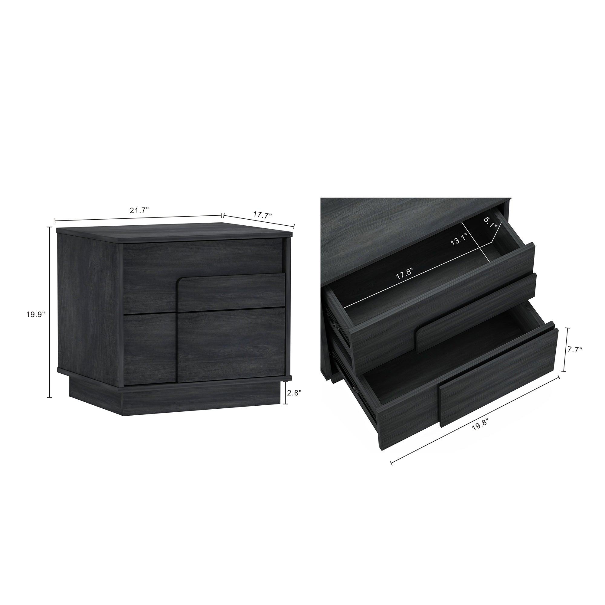 Horizon Charcoal Gray Nightstand