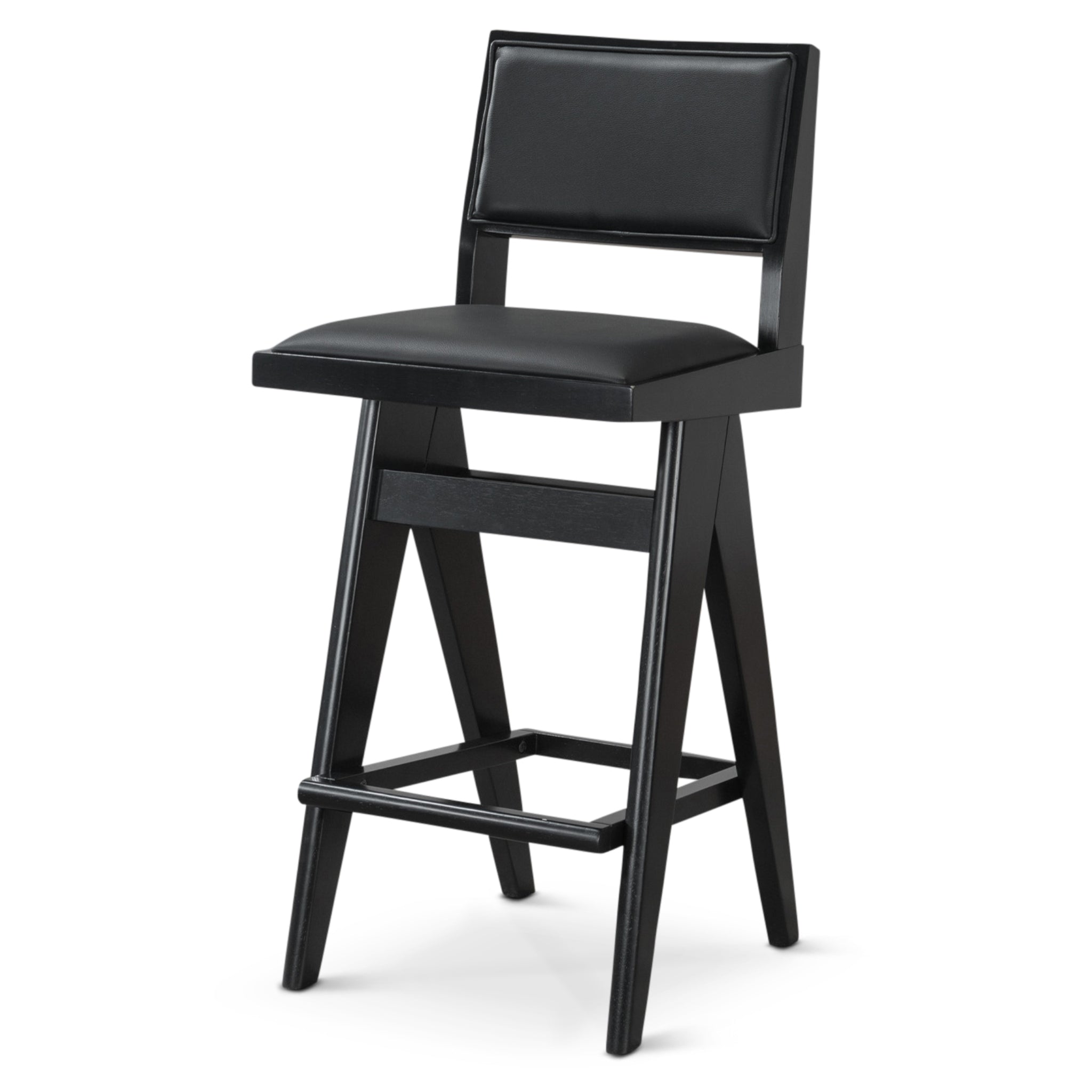 Kora Black Leather Bar Stool - Set of 2