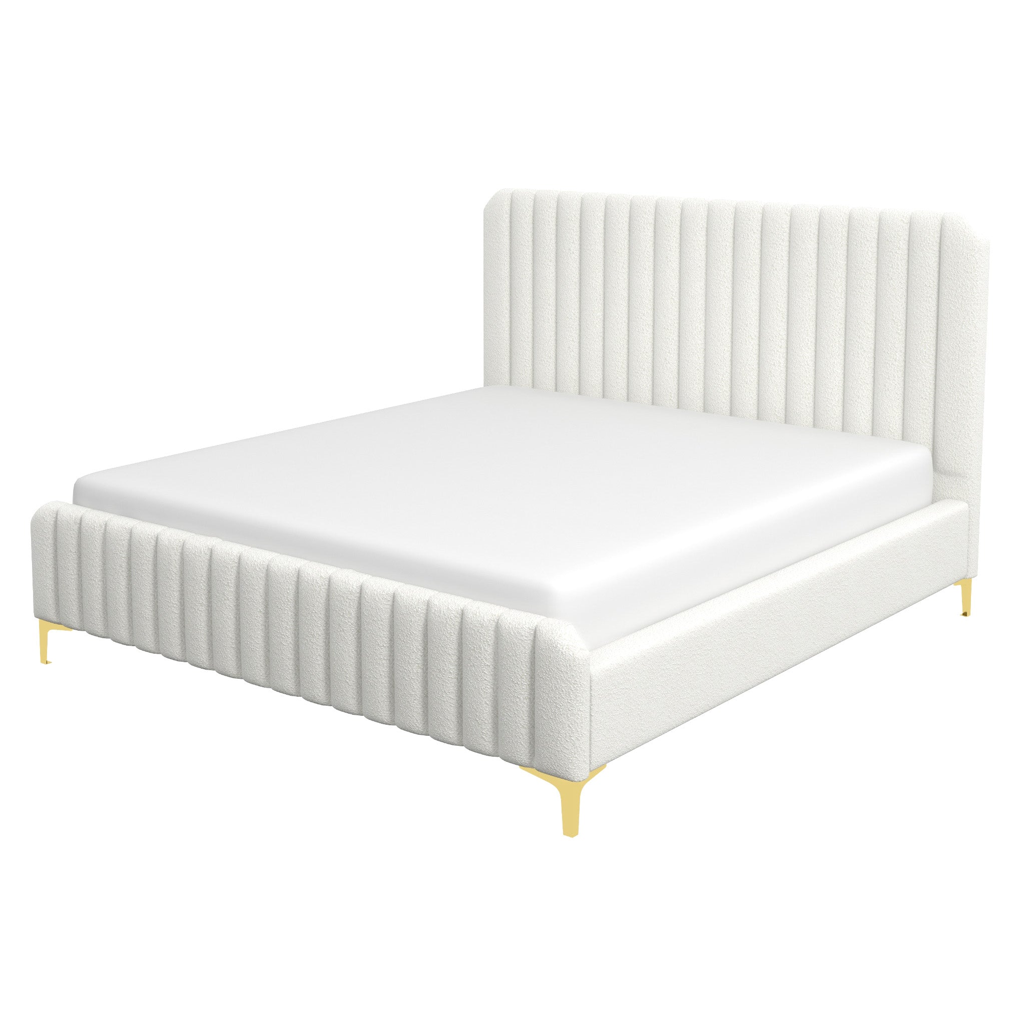 Angela King Size Cream Boucle Platform Bed