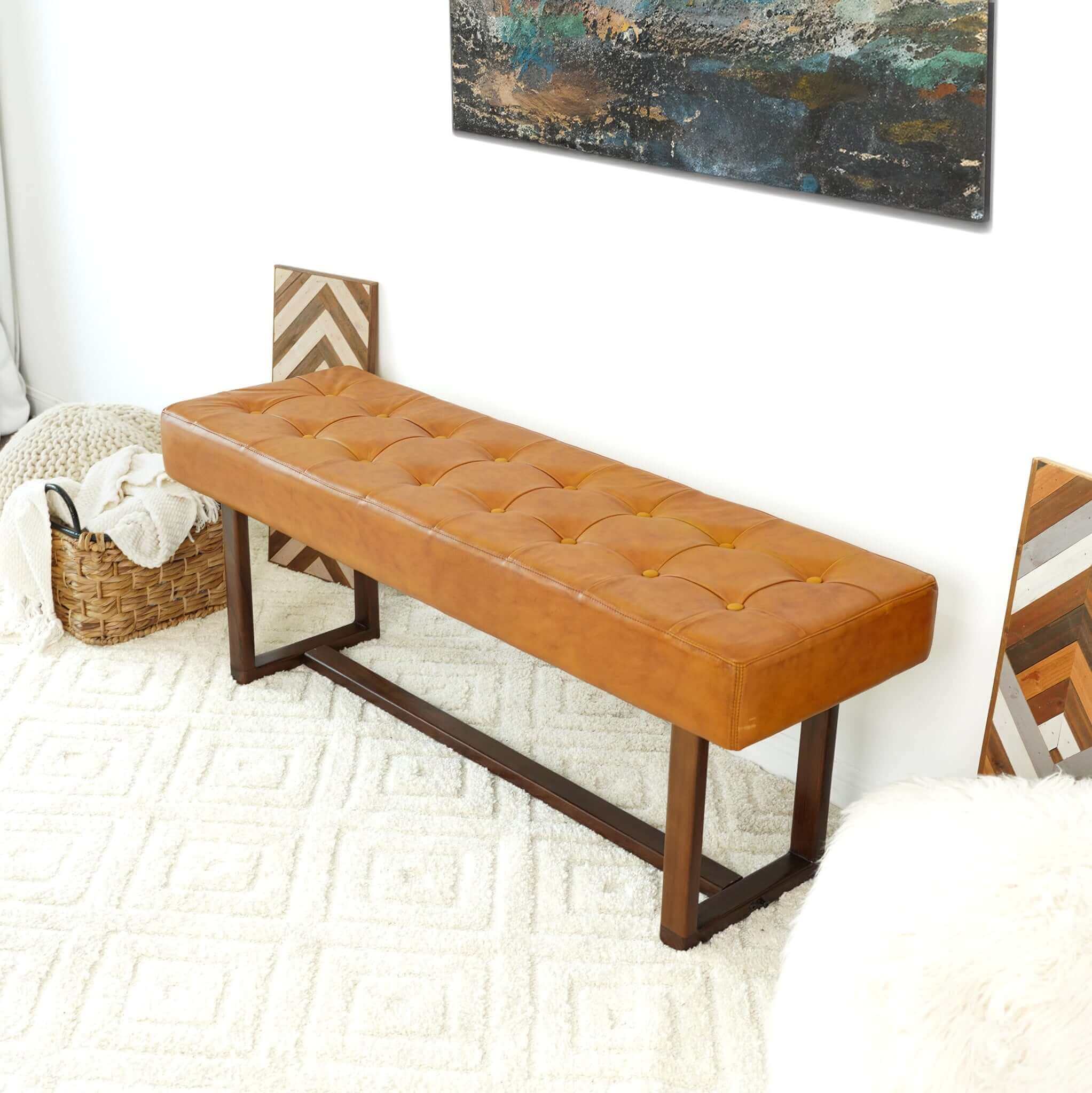 Scoop Leather Bench