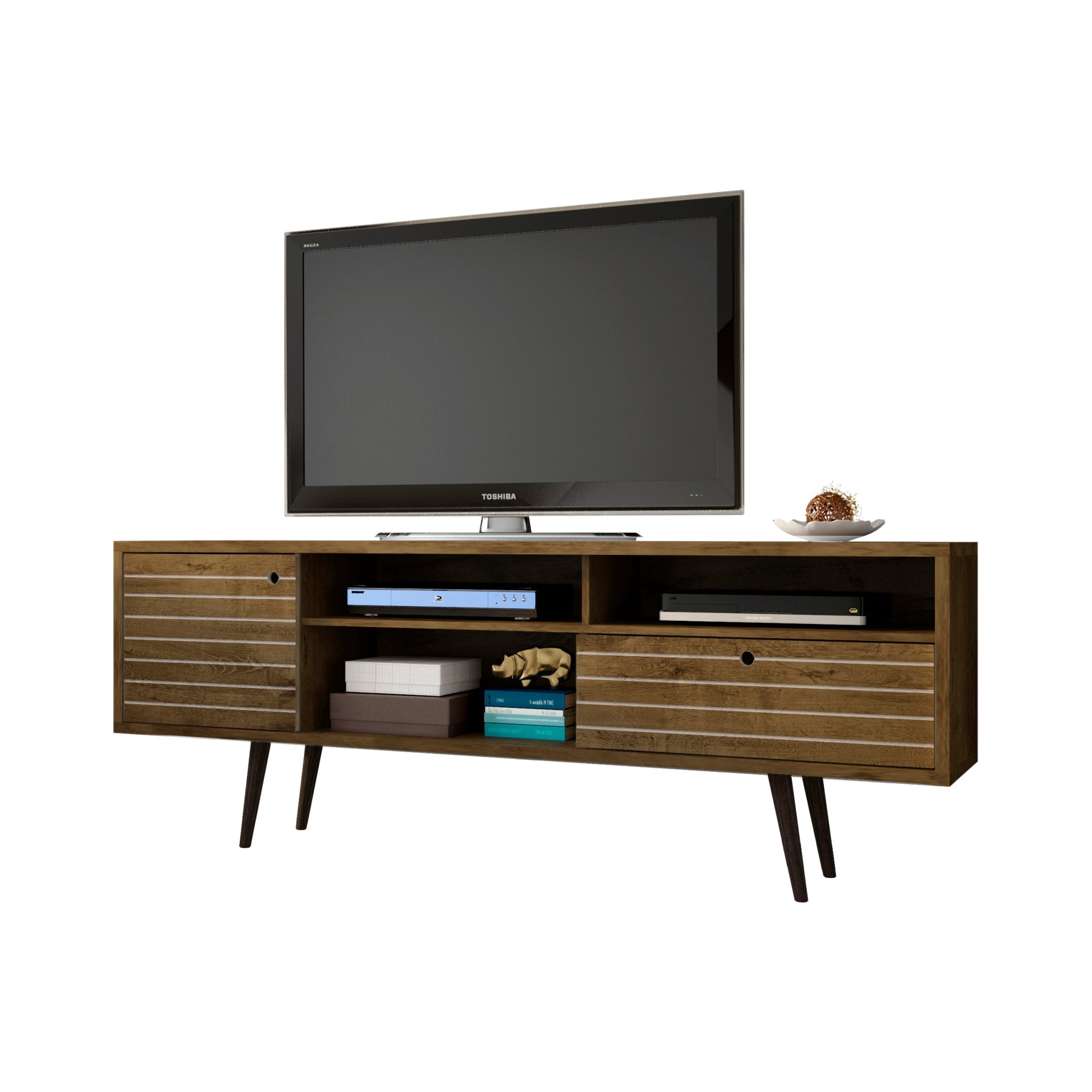Liberty 70.86" Mid-Century Rustic Brown Modern TV Stand