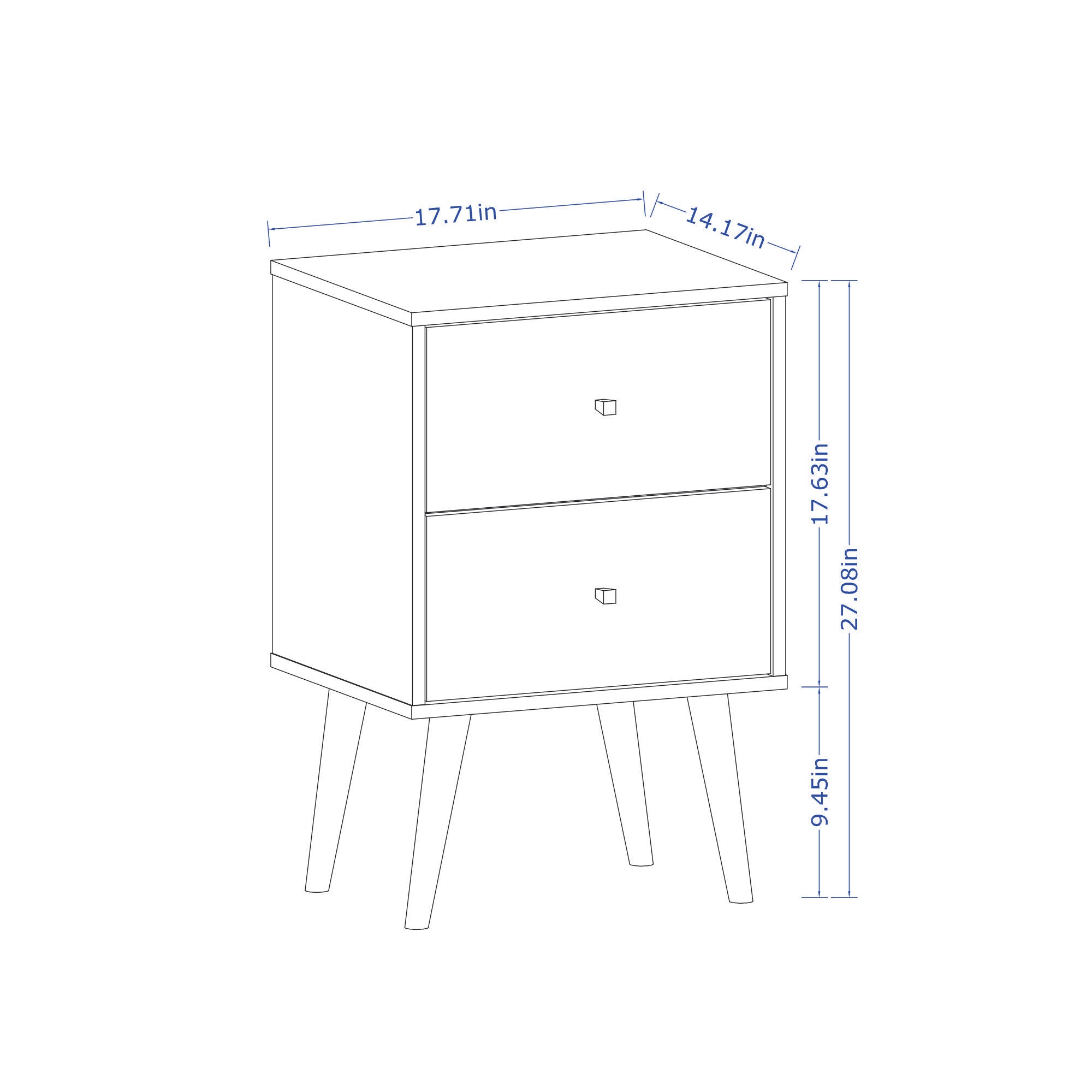 Liberty 2.0 Mid-Century Modern White & Rustic Brown Nightstand