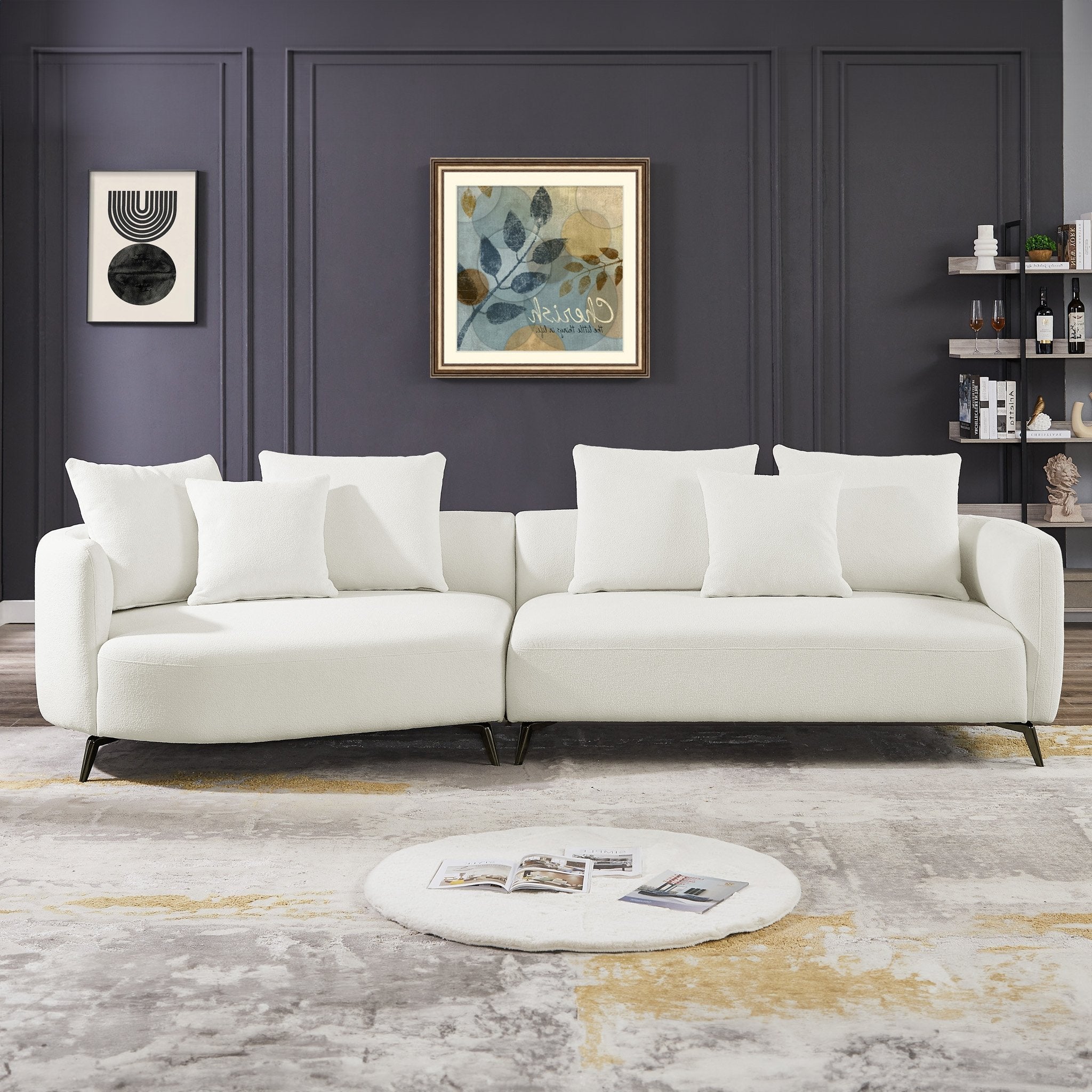 Lusia Ivory Boucle Sectional Sofa Left