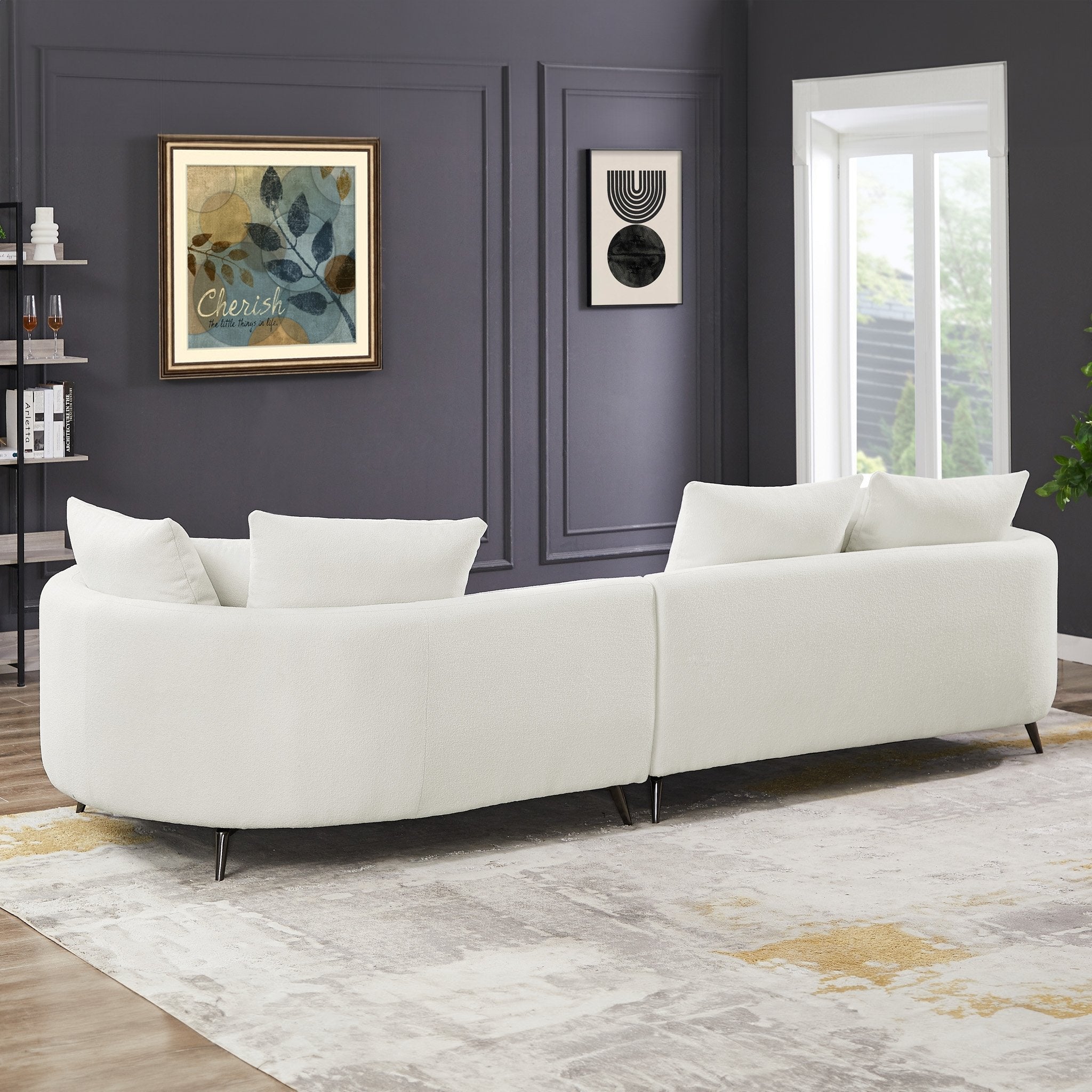 Lusia Ivory Boucle Sectional Sofa Right