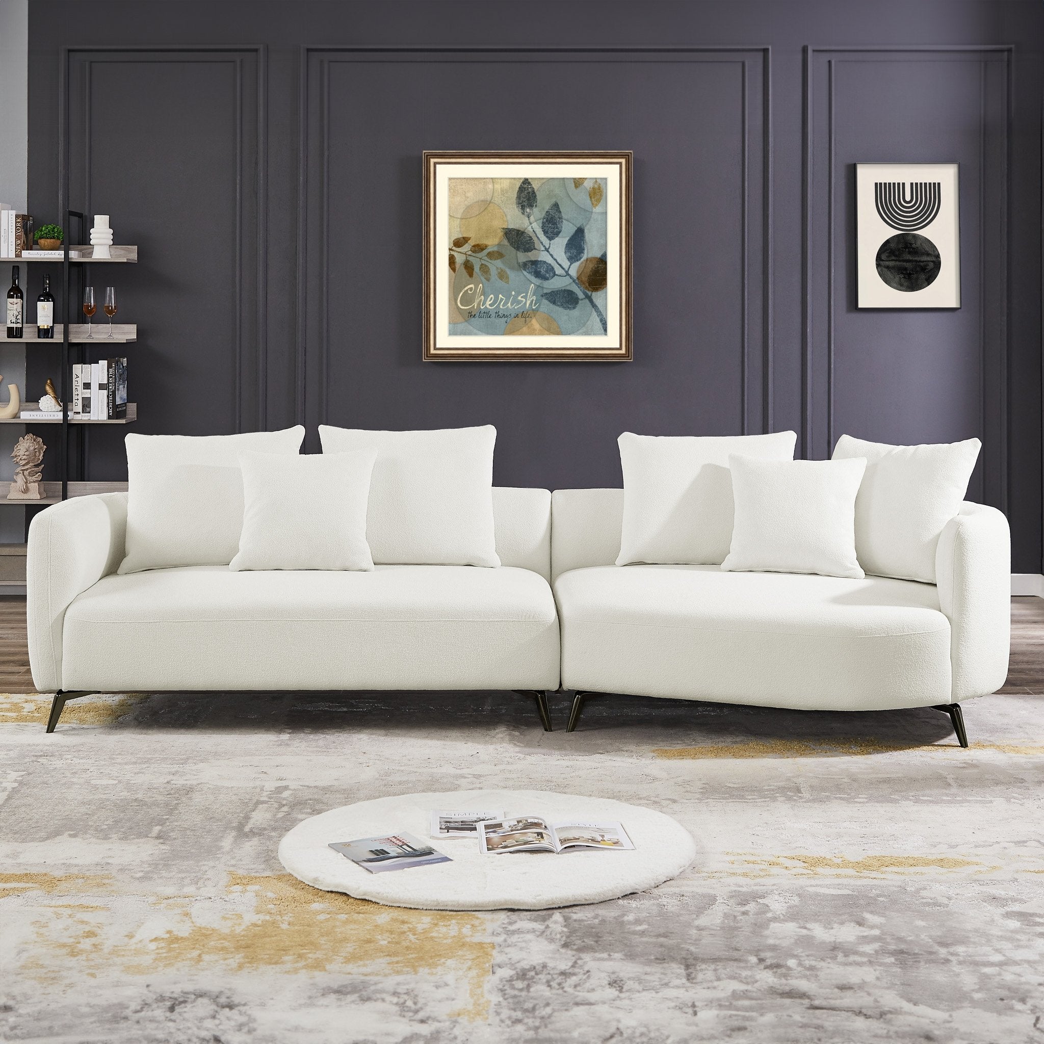Lusia Ivory Boucle Sectional Sofa Right