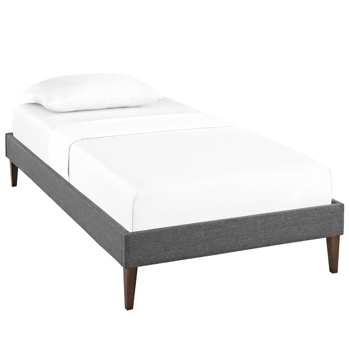 Sharon Fabric Bed Frame with Squared Tapered Legs, Twin, Gray - view 1