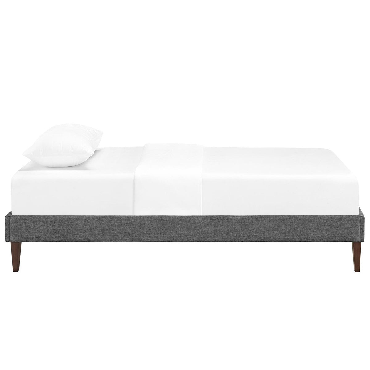 Sharon Fabric Bed Frame with Squared Tapered Legs, Twin, Gray - view 3