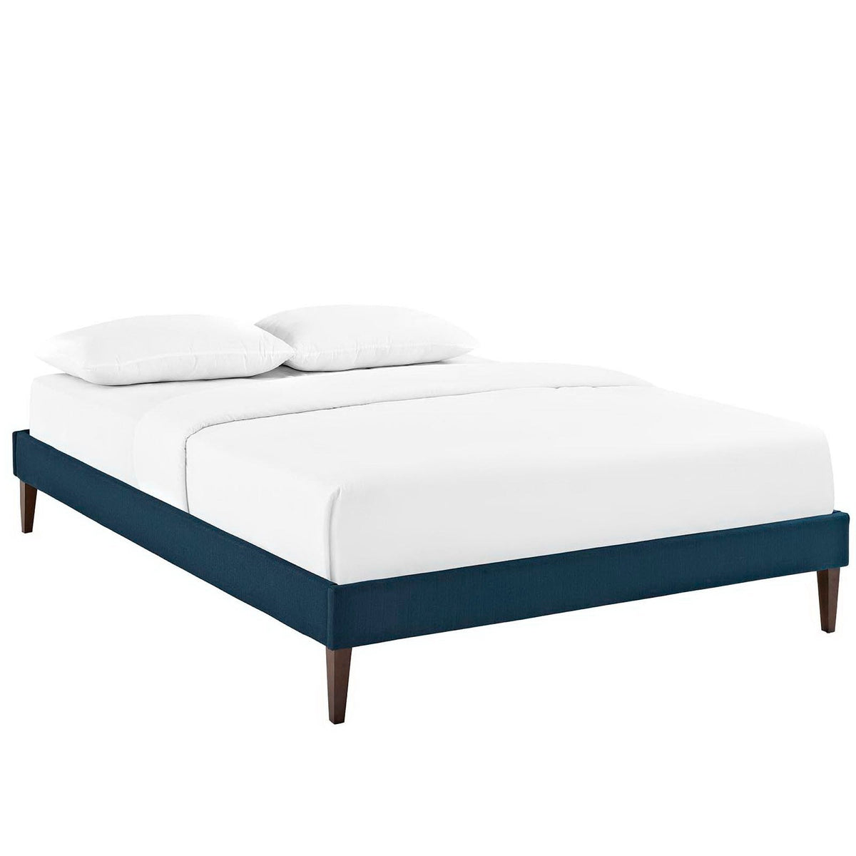 Sharon Fabric Bed Frame with Squared Tapered Legs, Full, Azure - view 1