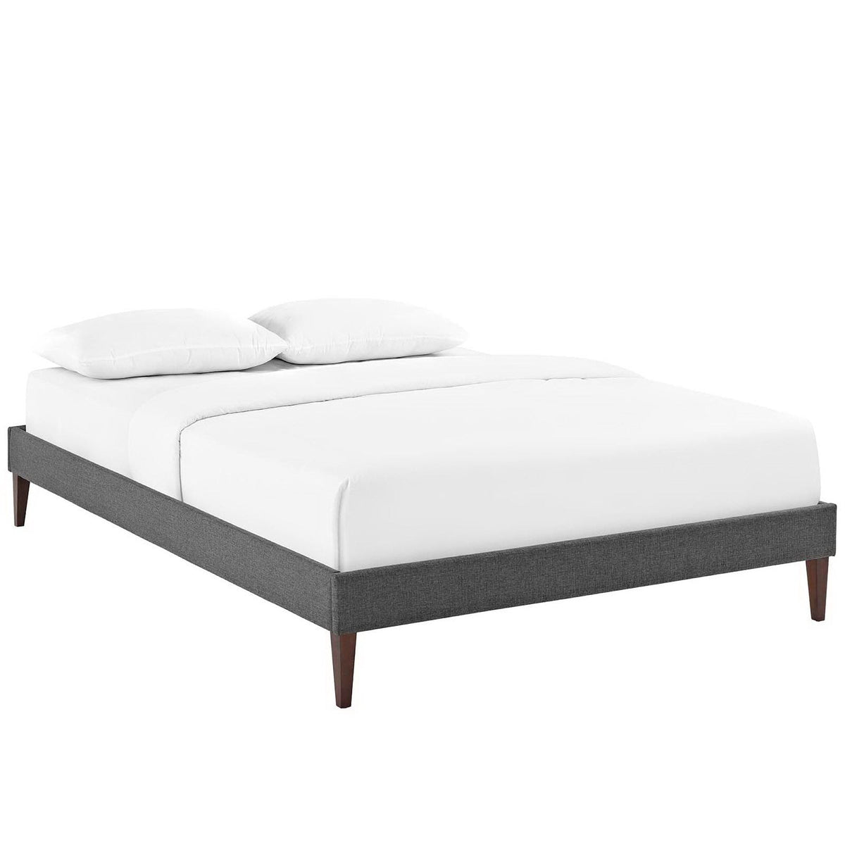 Sharon Fabric Bed Frame with Squared Tapered Legs, Full, Gray - view 1