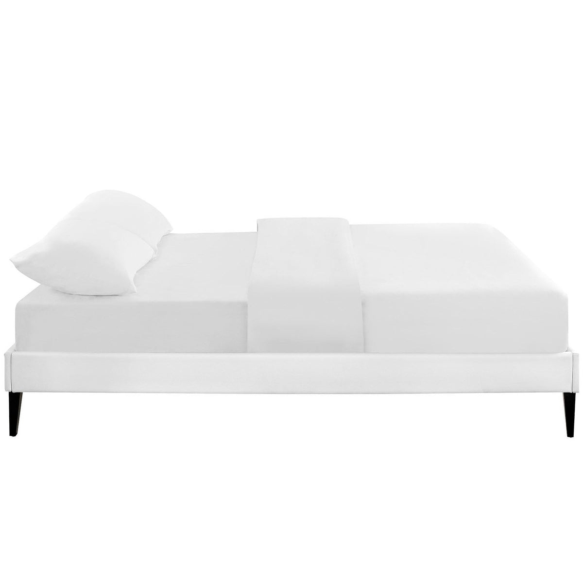 Sharon Fabric Bed Frame with Squared Tapered Legs, Queen, White - view 3
