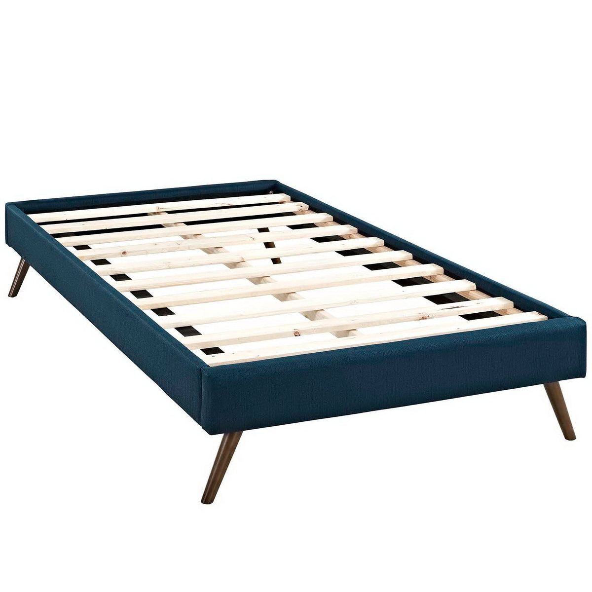 Helen Fabric Bed Frame with Round Splayed Legs, Twin, Azure - view 2