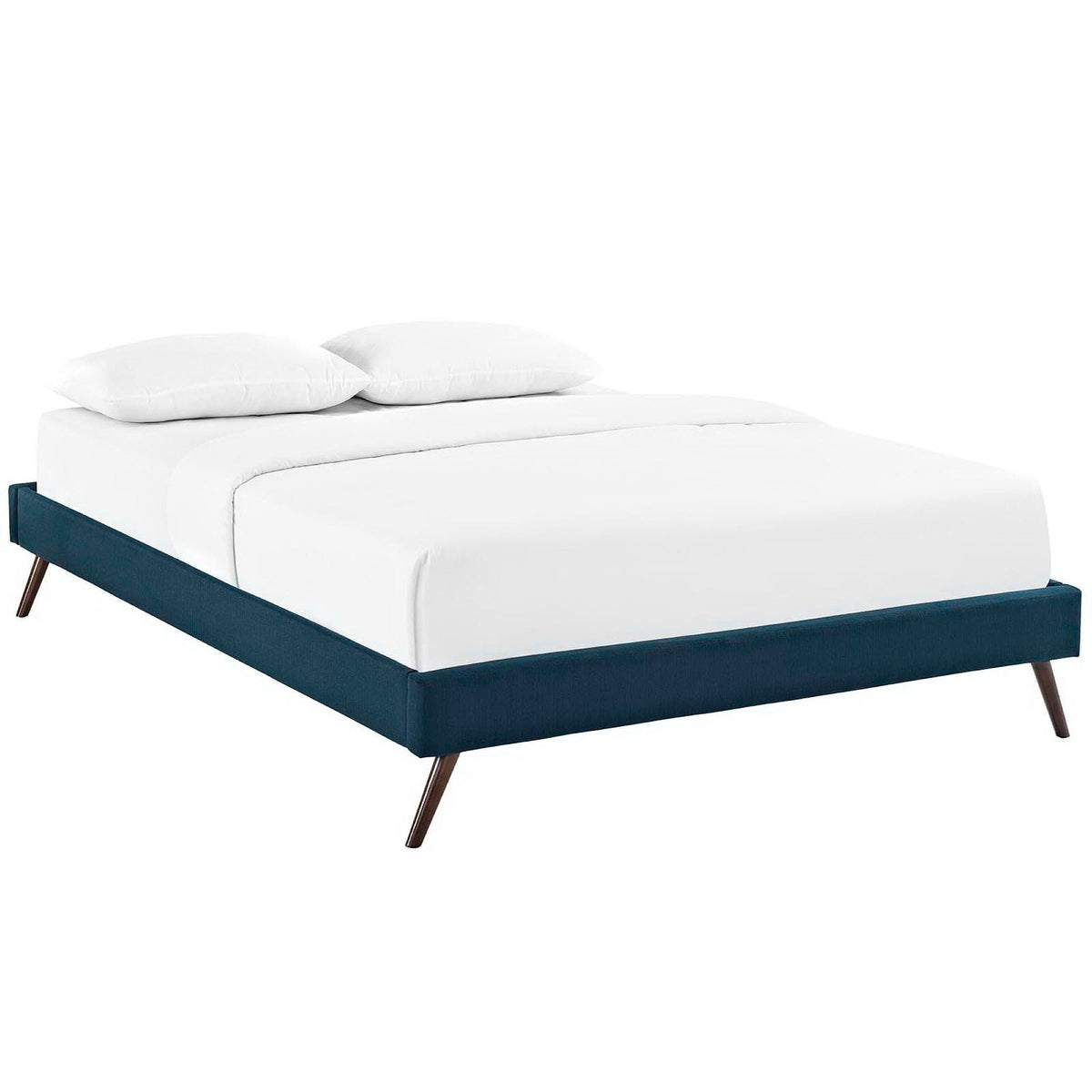 Helen Fabric Bed Frame with Round Splayed Legs, Full, Azure - view 1