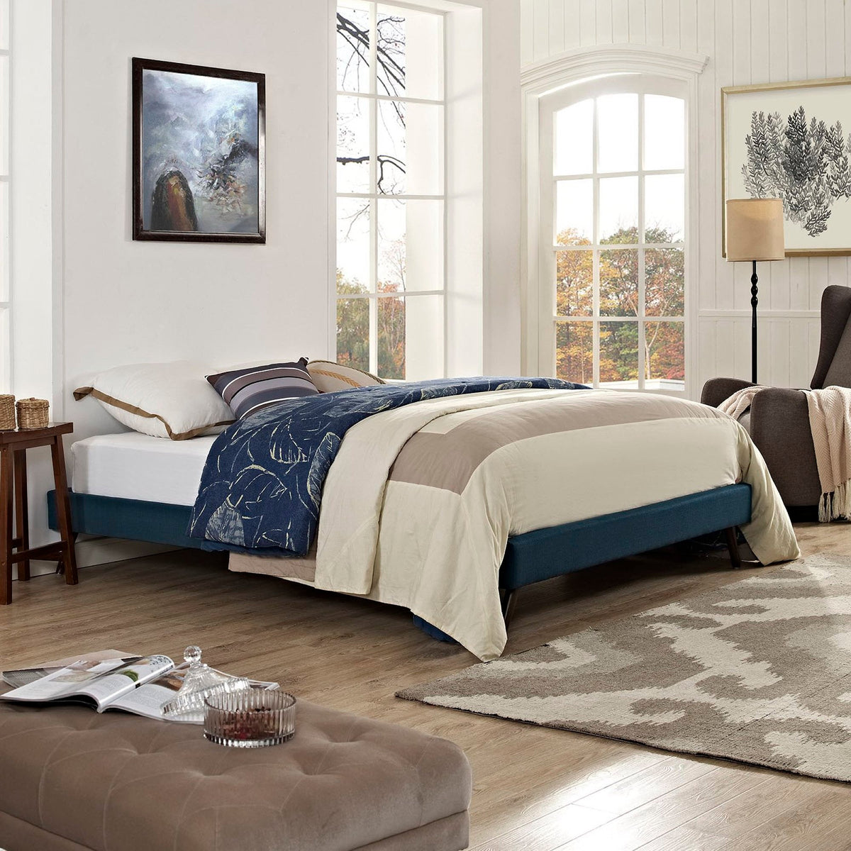 Helen Fabric Bed Frame with Round Splayed Legs