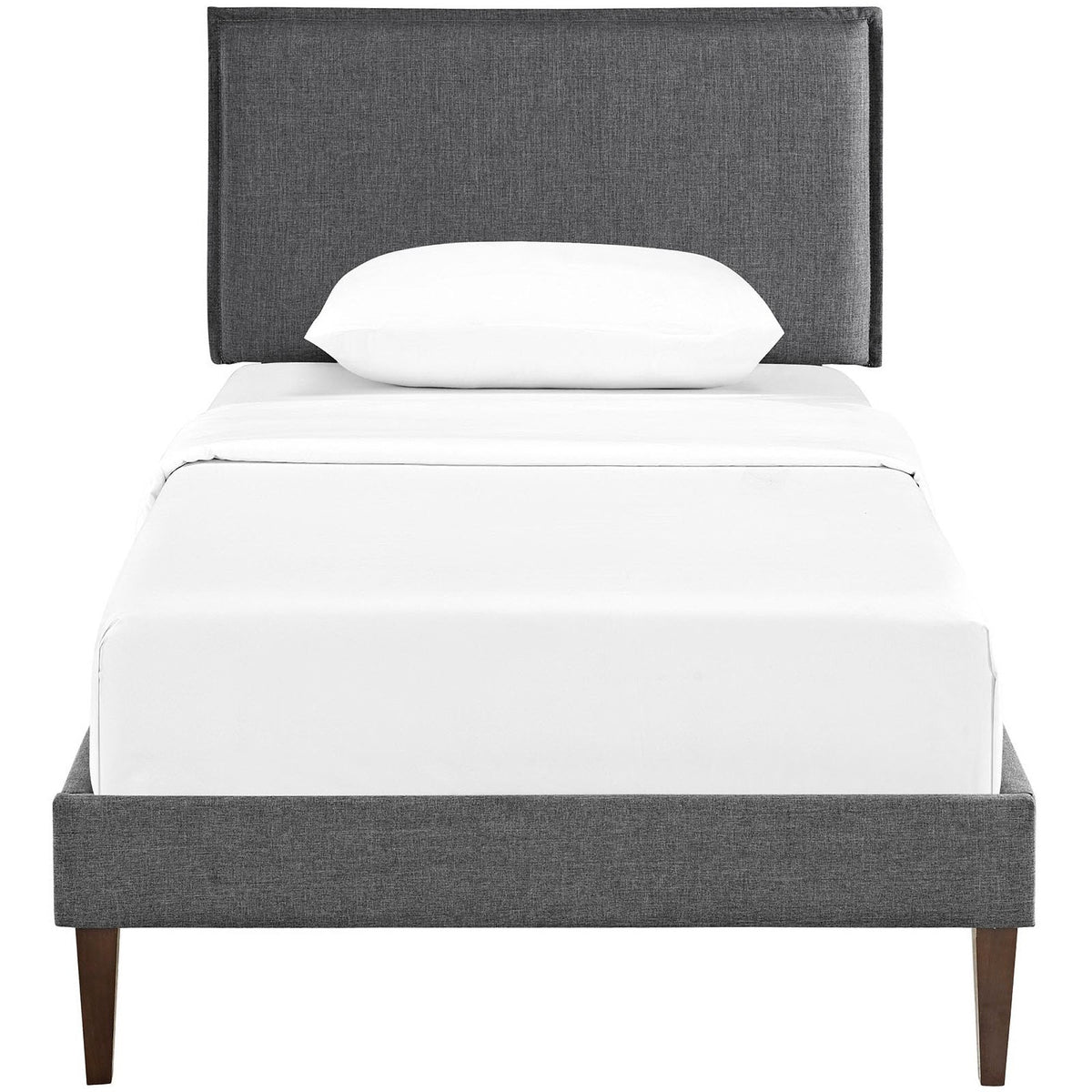 Camille Fabric Platform Bed with Squared Tapered Legs