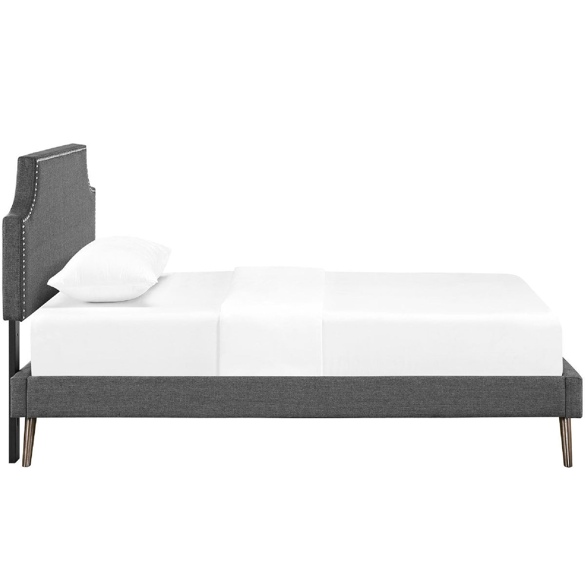 Laura Fabric Platform Bed with Round Splayed Legs