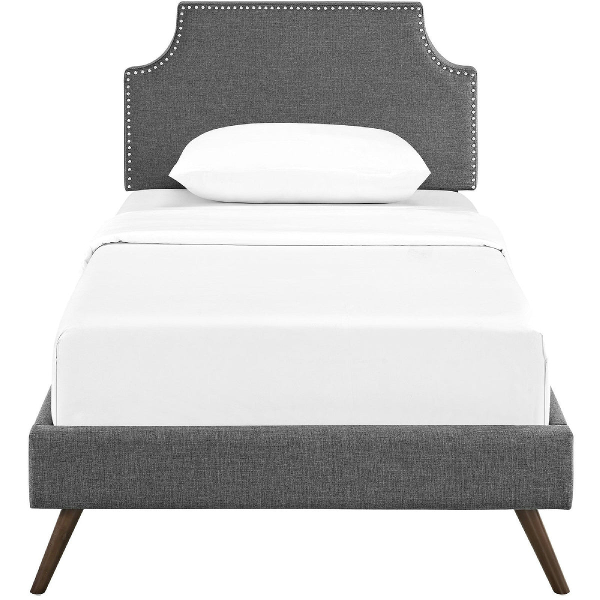 Laura Fabric Platform Bed with Round Splayed Legs