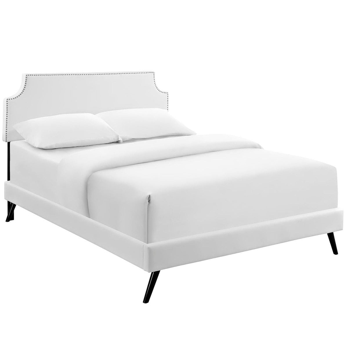 Laura Fabric Platform Bed with Round Splayed Legs