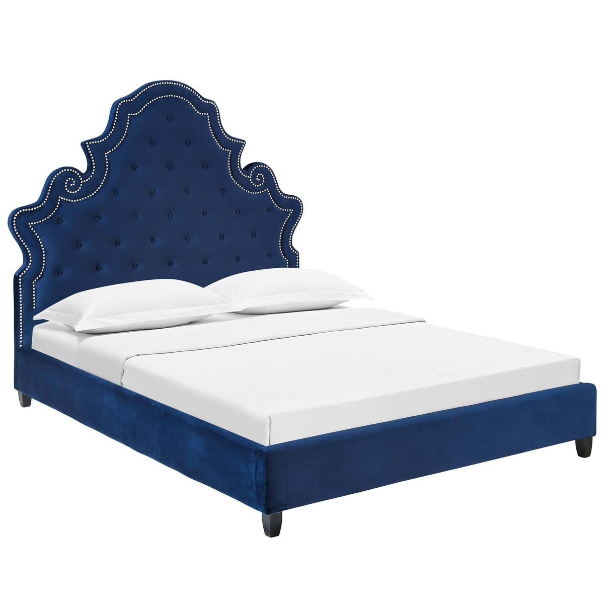 Valentina Tufted Nailhead Performance Velvet Platform Bed