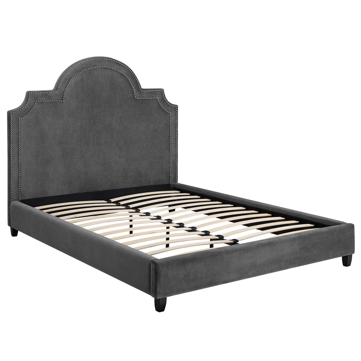 Primrose Performance Velvet Platform Bed, Queen, Gray - view 2