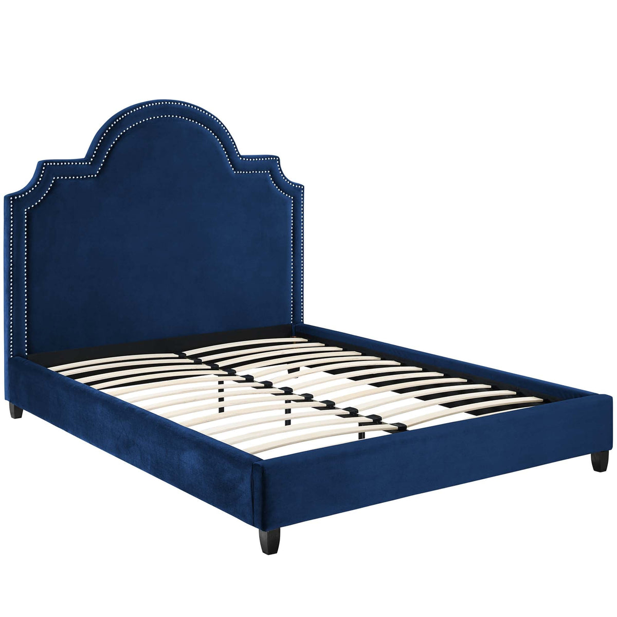 Primrose Performance Velvet Platform Bed, Queen, Navy - view 2