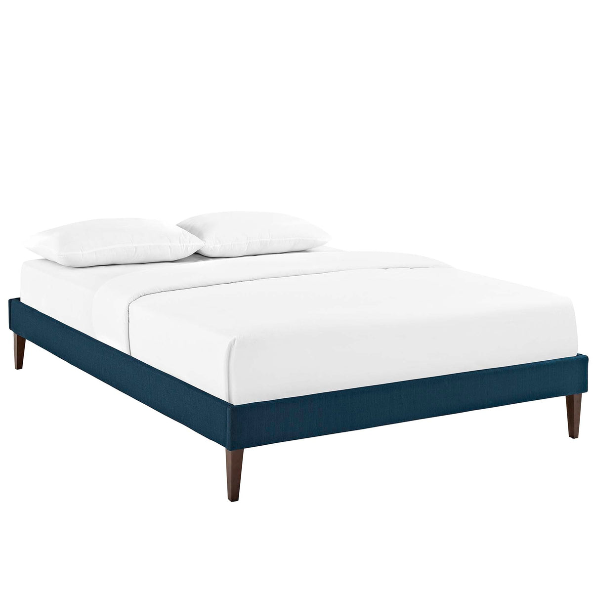 Tessie Fabric Bed Frame with Squared Tapered Legs, Full, Azure - view 1