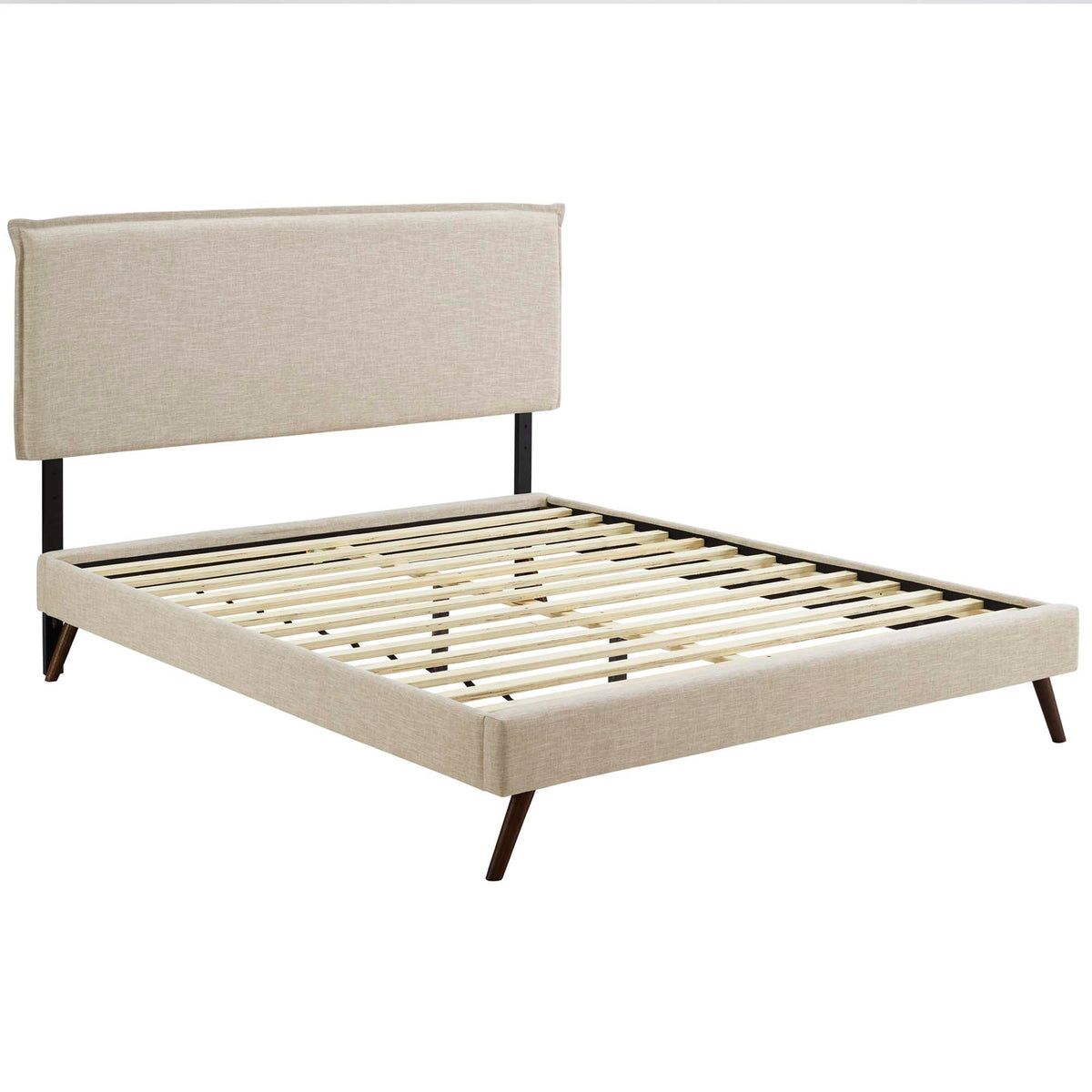 Amaris Fabric Platform Bed with Round Splayed Legs - view 3
