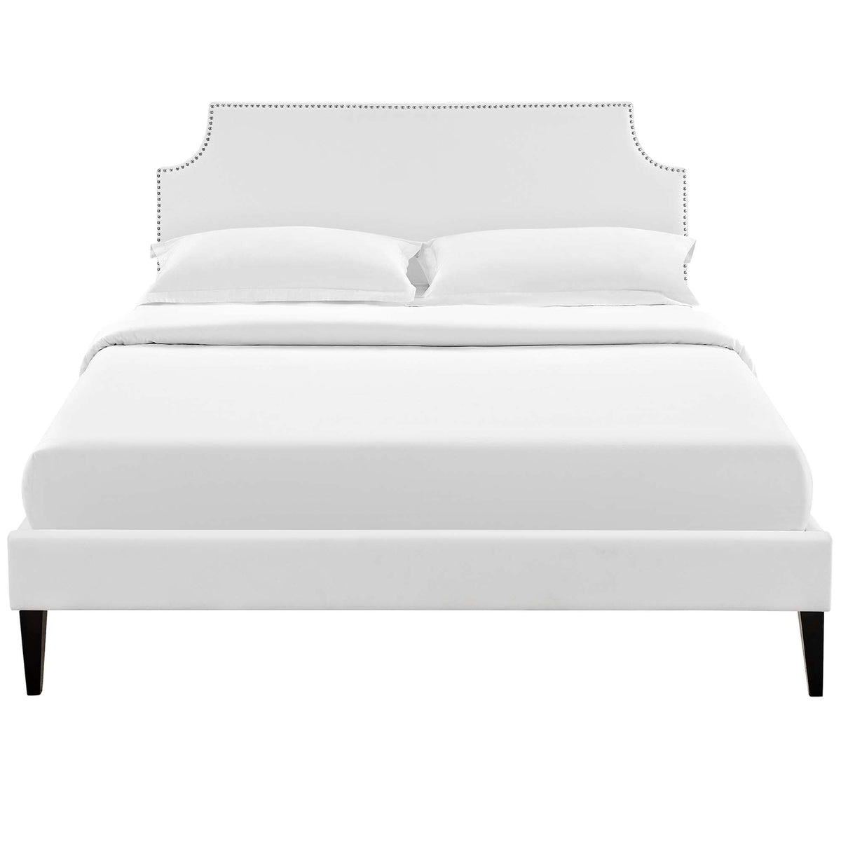 Corene Vinyl Platform Bed with Squared Tapered Legs