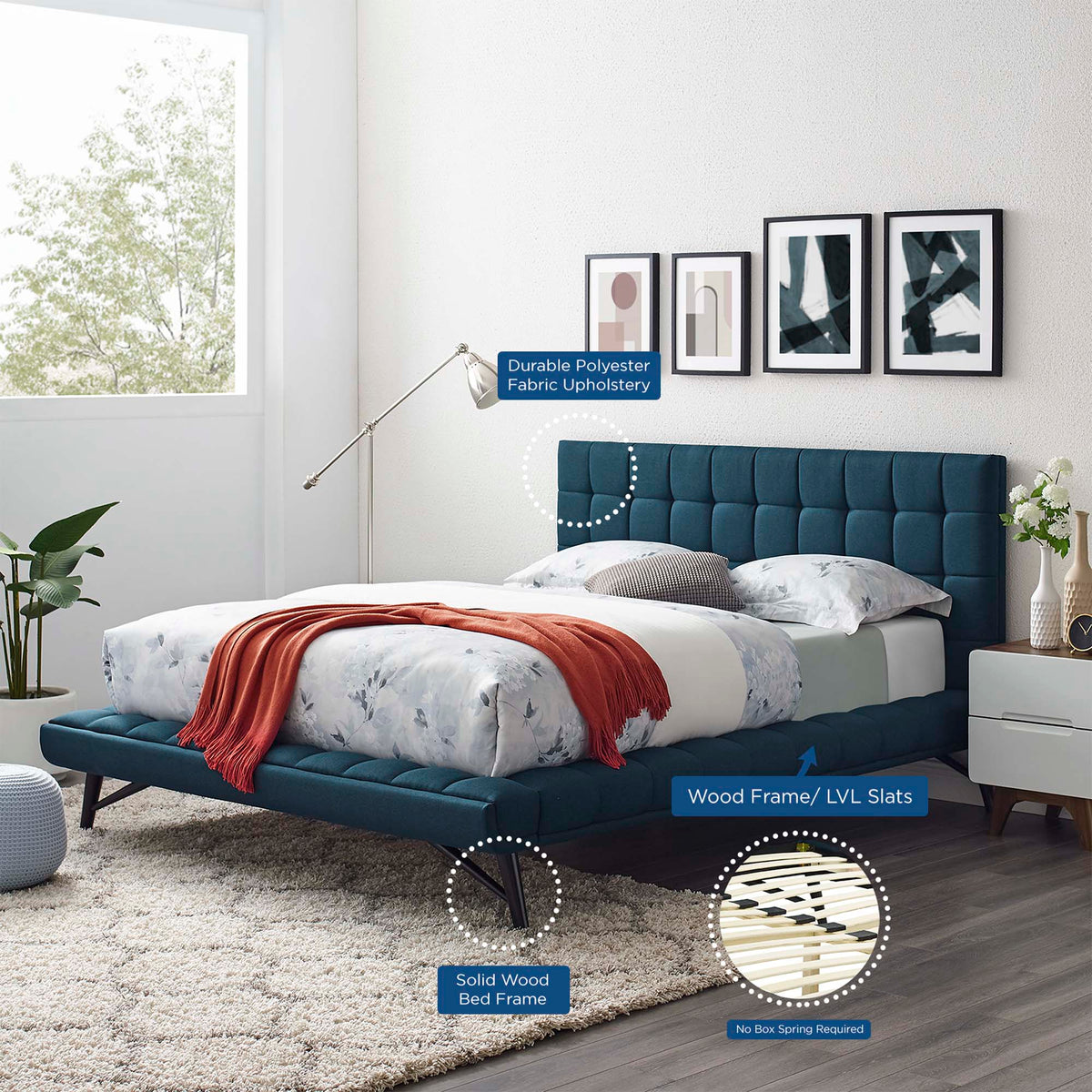 Julia Biscuit Tufted Performance Velvet Platform Bed